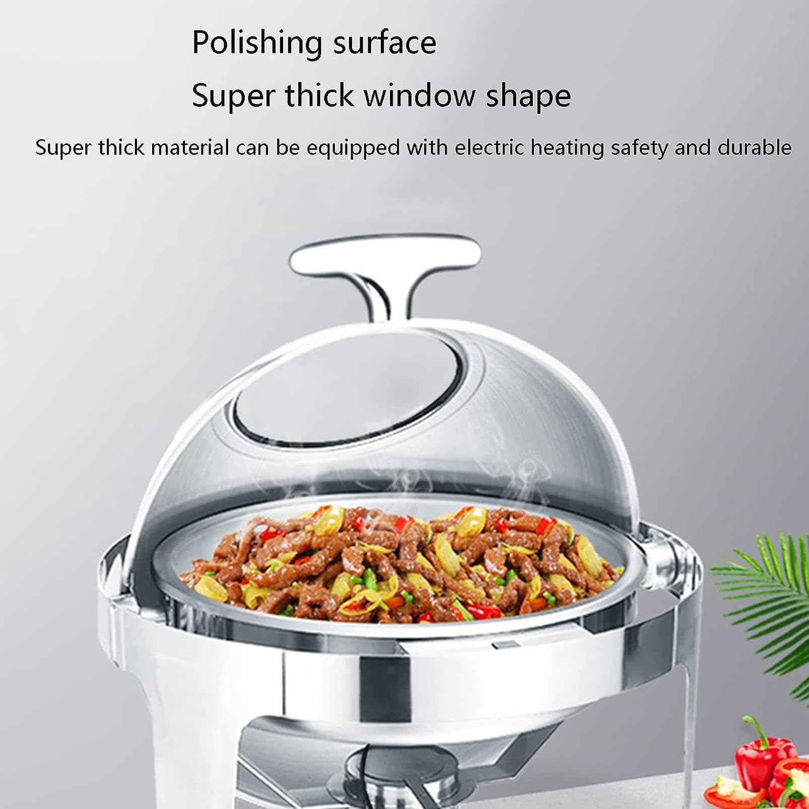 EXBERT Server Buffet Elettrico Server Buffet e riscaldatore - Vassoio Caldo per Cibo a Buffet per Catering, pentola per Cibo da Pranzo, Utensili da Cucina Nuovo Piatto Caldo Doppio in Acciaio inoss