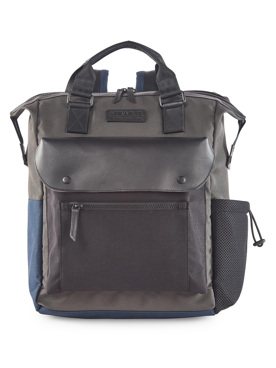 Strap It Erik Water Resistant Cordura Unisex Genuine Leather Laptop Backpack With Reflective Strip | Multipockets Premium Travel Backpack (MULTI GREY) (B0CV3GQBPS) Amazon Price History, Amazon Price Tracker