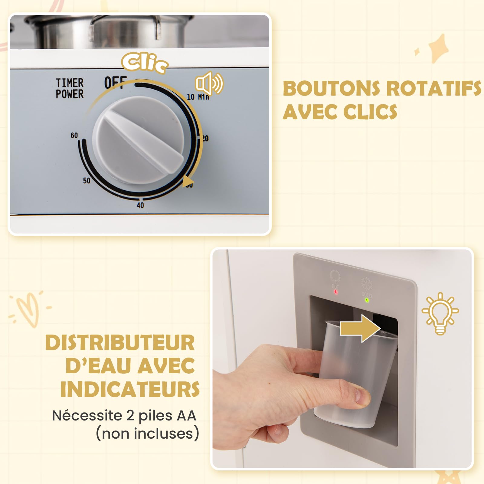 GOPLUS Cuisine Enfant, Cuisine d'Angle avec Tableau Noir, Hotte, Micro-Ondes, Four, Jouet de Cuisine en Bois avec Effets Lumineux et Sonores, Accessoires Riches, Cadeau pour Enfant 3+ Ans (Blanc