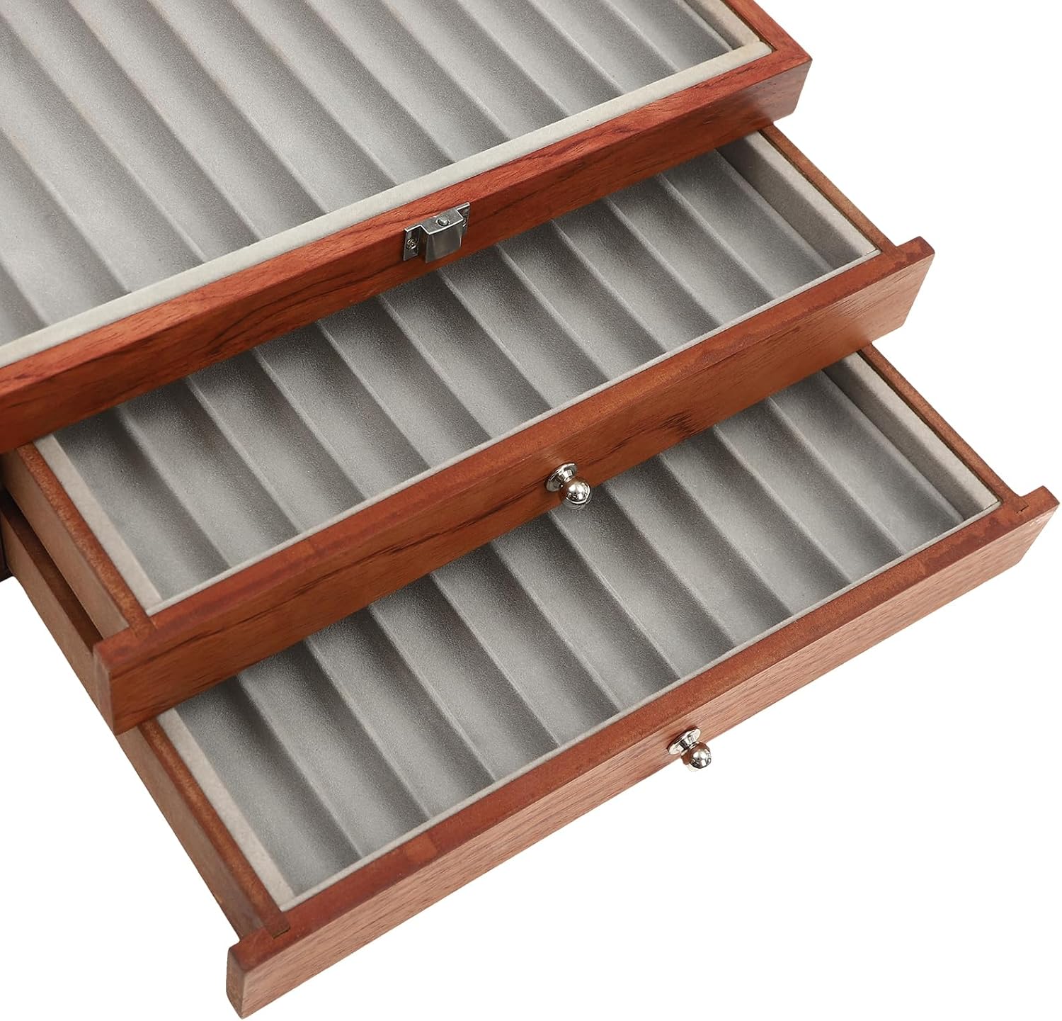 34 Slots Wooden Pen Display Box, 34 Pens Storage Fountain Pen Collector Case with Clear Window Large Organizer Box Rosewood Storage Collection with Drawer Gifts for Man Father Boyfriend Husband