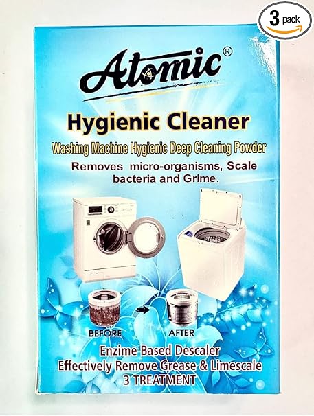 Atomic Washing Machine Cleaning Powder, 150 gm Each, Pack of 3 Tub Cleaner/ Drum Cleaner