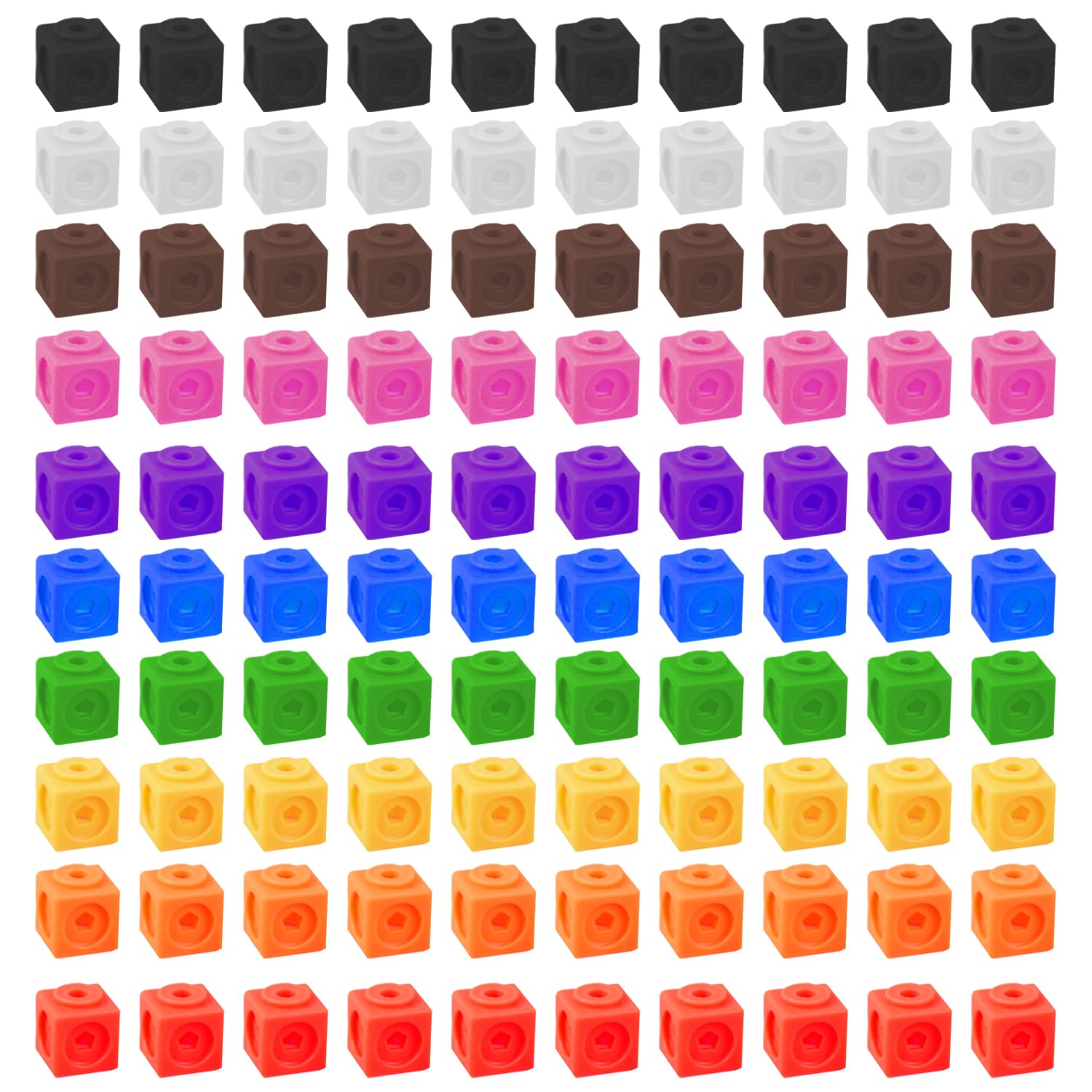 100 Pieces Math Connection Cube, Math Block Toys, Cube Combination, Educational Learning Supplies, Suitable for Family, Classroom (10 Colors)
