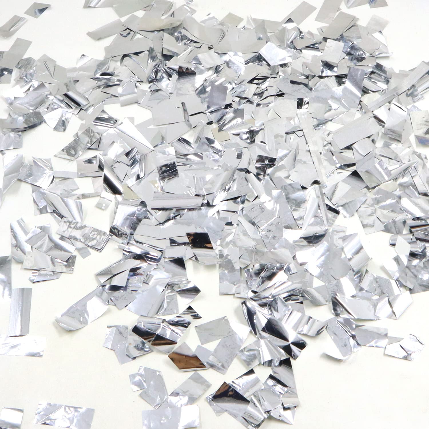 Modixun Confeti rectangular metálico plateado de 250 gramos, confeti grande con purpurina, decoración de confeti para bodas, fiestas de graduación, cumpleaños, color plateado