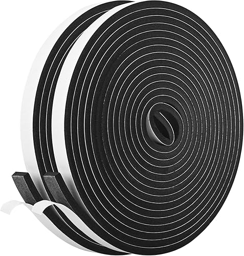 Kikerike Cinta de Espuma Autoadhesiva Burlete 12 Pulgada x 14 Pulgada x 42 Pies Tiras de Espuma Aislante de Alta Densidad Sello Burlete con Adhesivo
