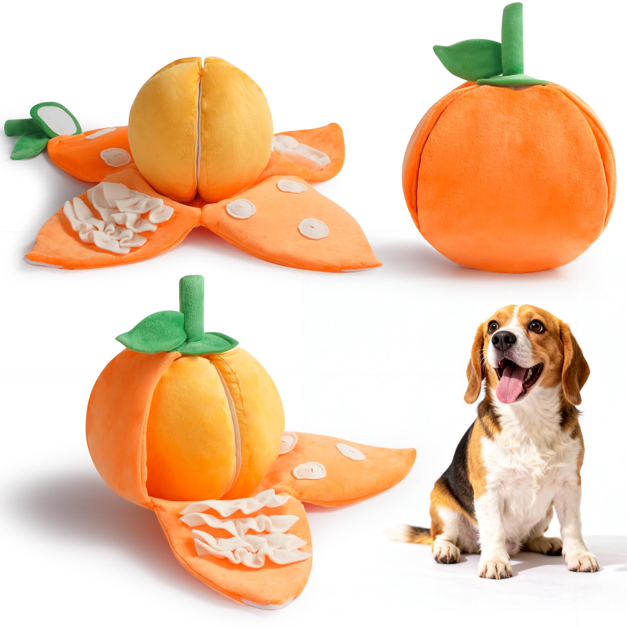 Nocciola Juguete chirriante Interactivo para Perros, 5 en 1, Tema Naranja, Juguete de Peluche de Inteligencia con Rompecabezas para Mantener a los Perros ocupados, Hide and Seek para Perros pequeños