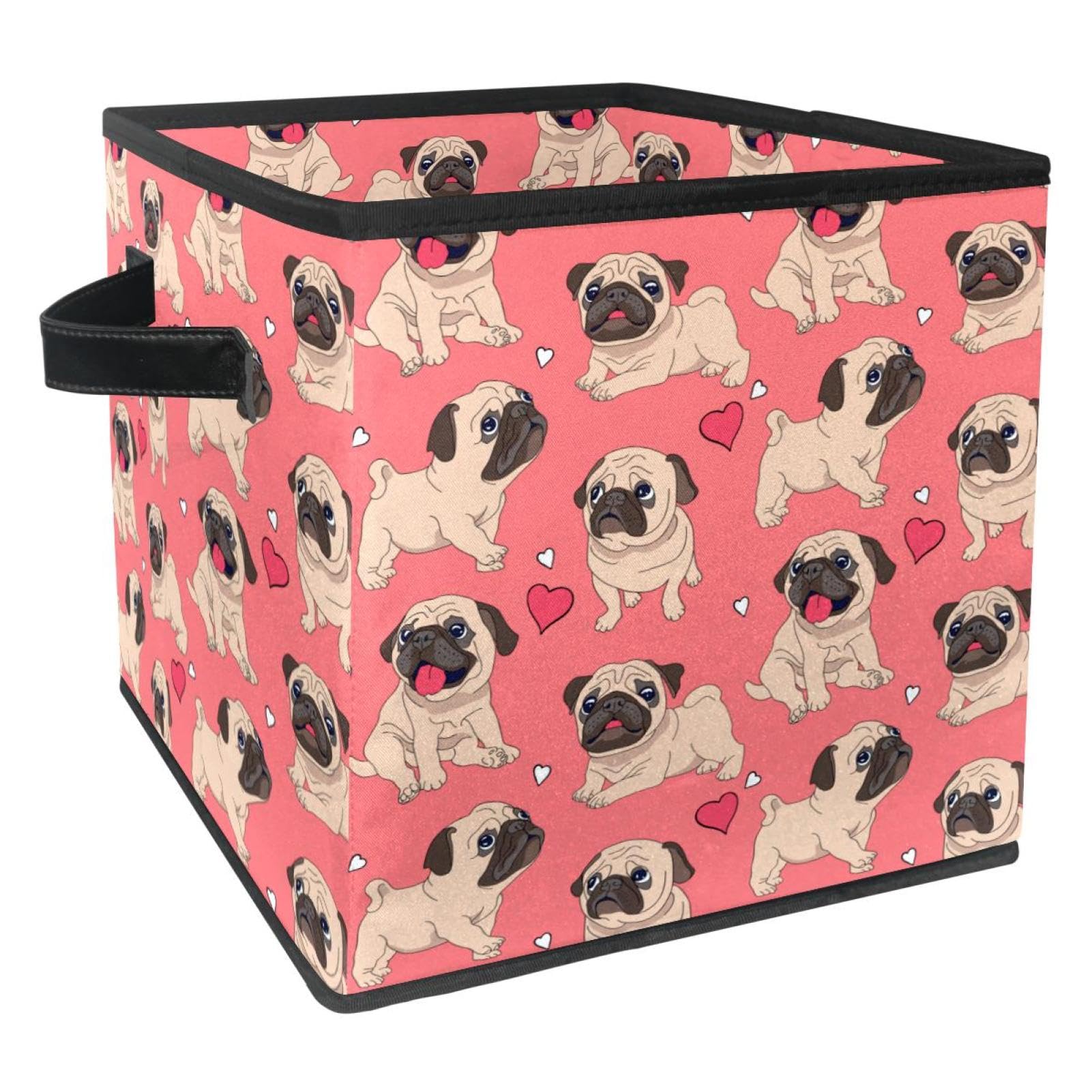 Bac de rangement en tissu avec poignées solides et grand volume pliable motif chien