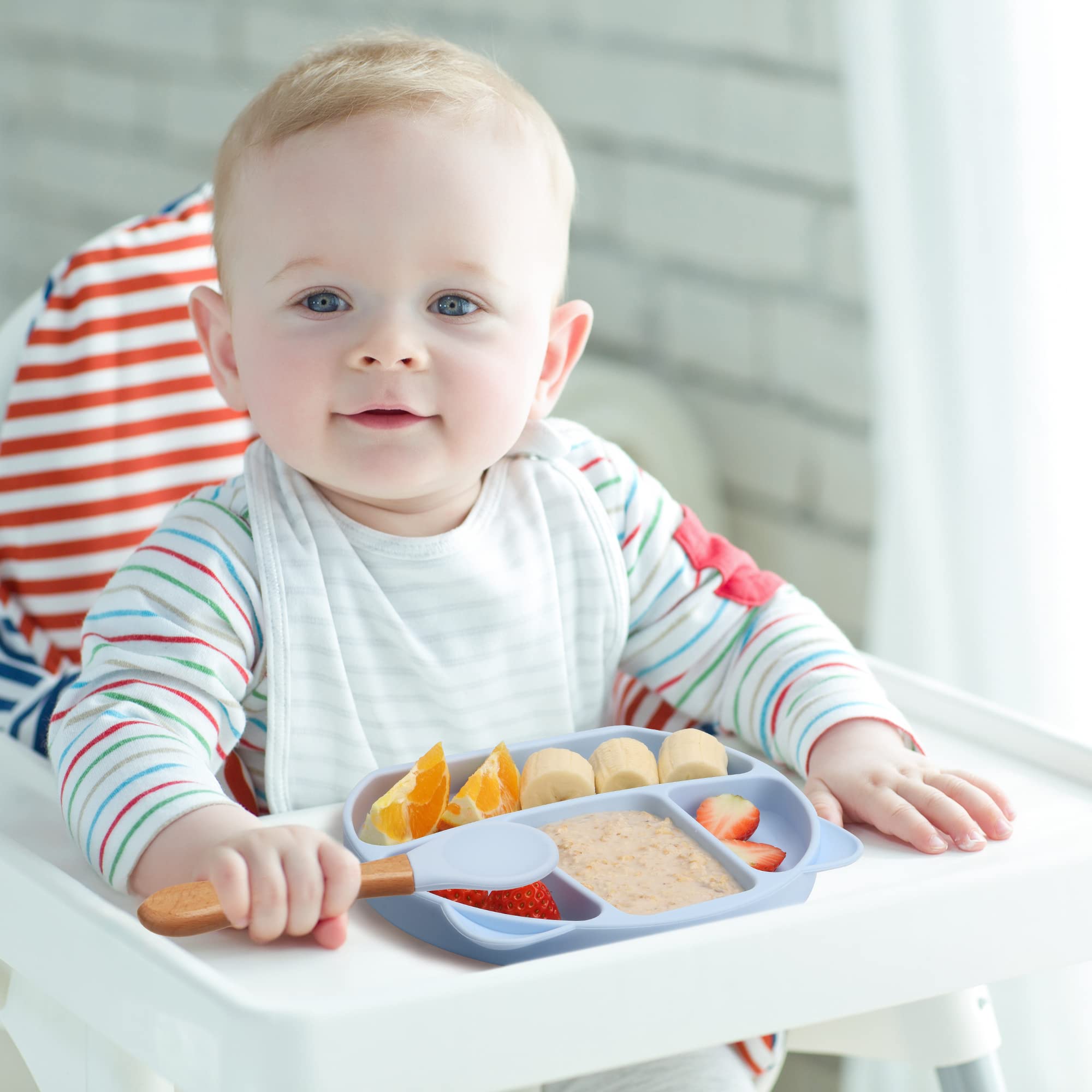 Piatto Bambini Acciaio Inox Con Ventosa - 3 Scomparti, Lavabile, Microonde Safe - Foto 13