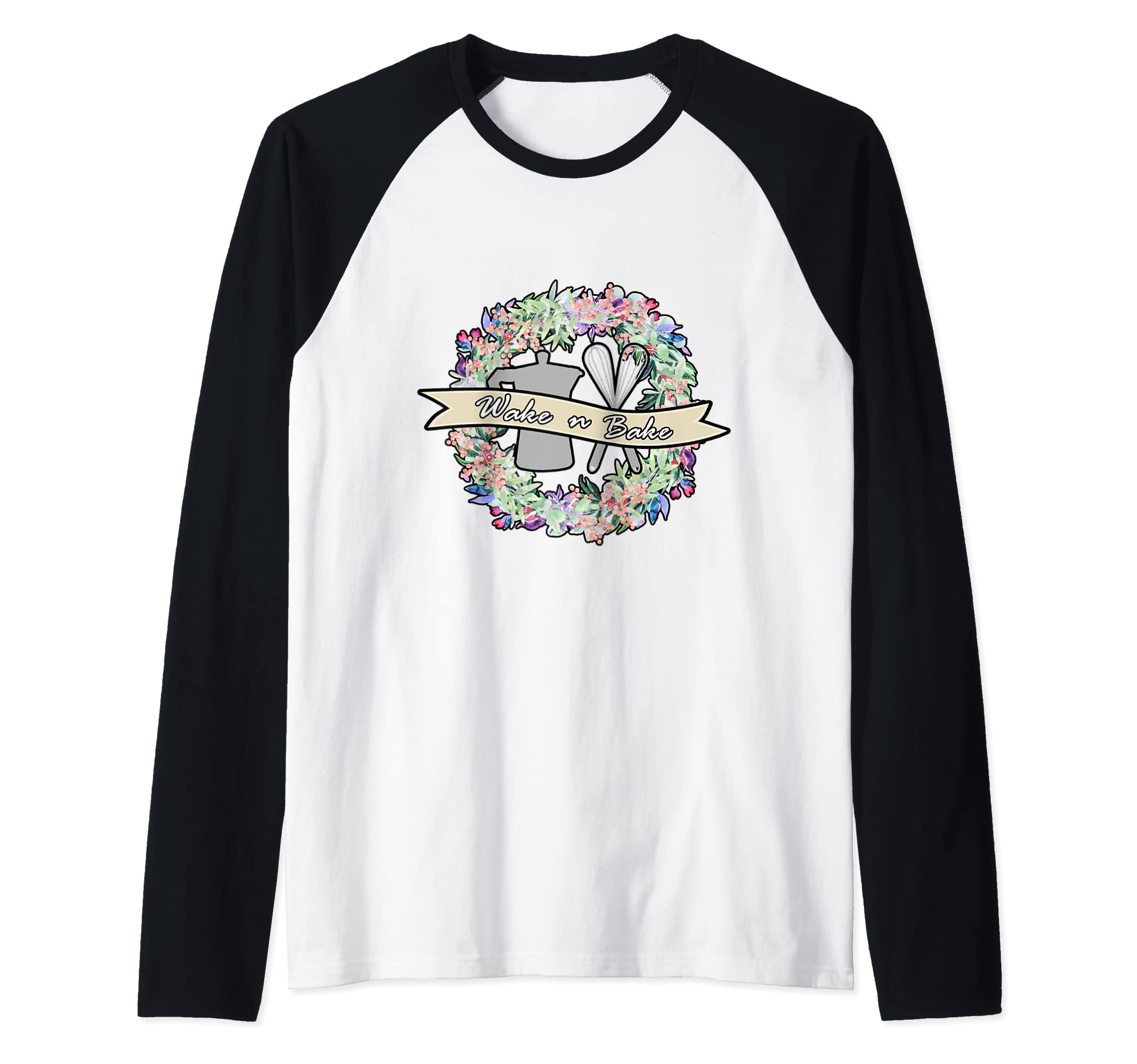 Coffee and Whisks Wake n Bake Raglan Baseball Tee