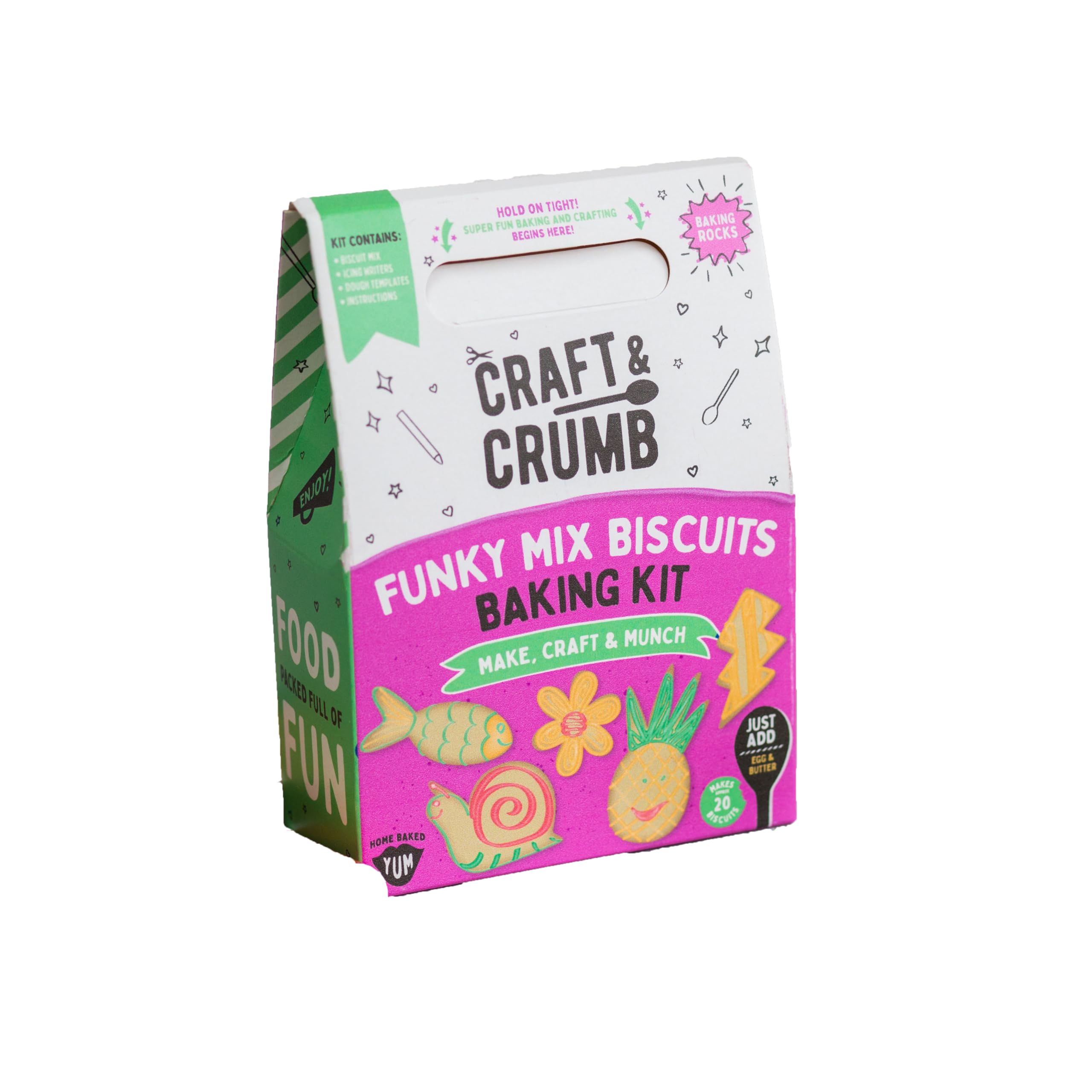 Craft & Crumb Funky Biscuits Bake & Craft Kit - Baking Set - Summer Activites for Kids Age 3 + - Pre Measured Cookie Mix And Icing Pens