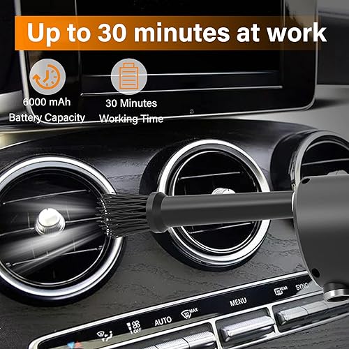 Miniatura 18 de DOROBEEN - Plumero de aire comprimido, soplador de aire de mano inalámbrico, velocidad continua, 41000 RPM, batería recargable portátil de 6000 mAh