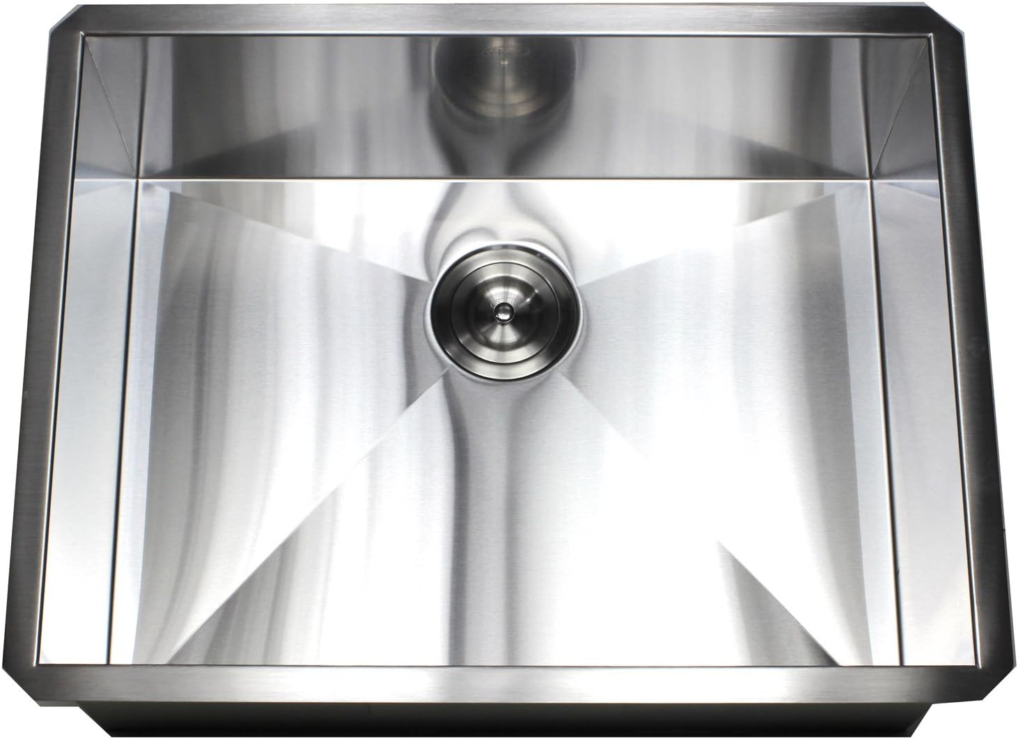 Ariel Bath F2620 Ariel 26 Inch Zero Radius Design 16 Gauge Undermount Single Bowl Kitchen Sink, Brushed Stainless-Steel