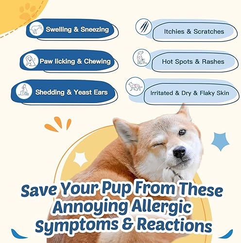 Miniatura 3 de Masticables para aliviar la alergia de perros, con probióticos, Omega 3, calostro, alivio de la picazón de la piel y las orejas del perro,