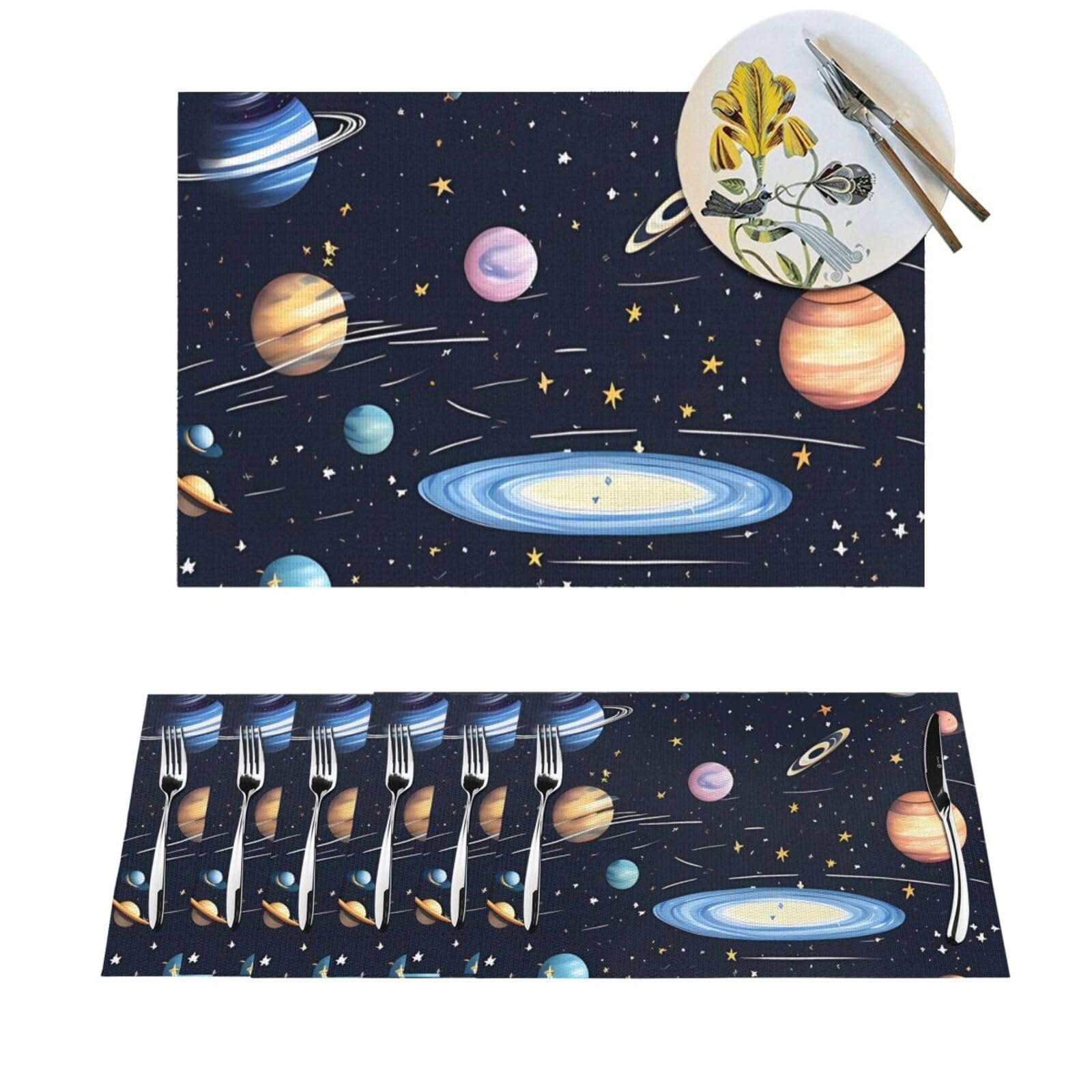Sets de table tissés en PVC x6 lavables et antidérapants pour la salle à manger