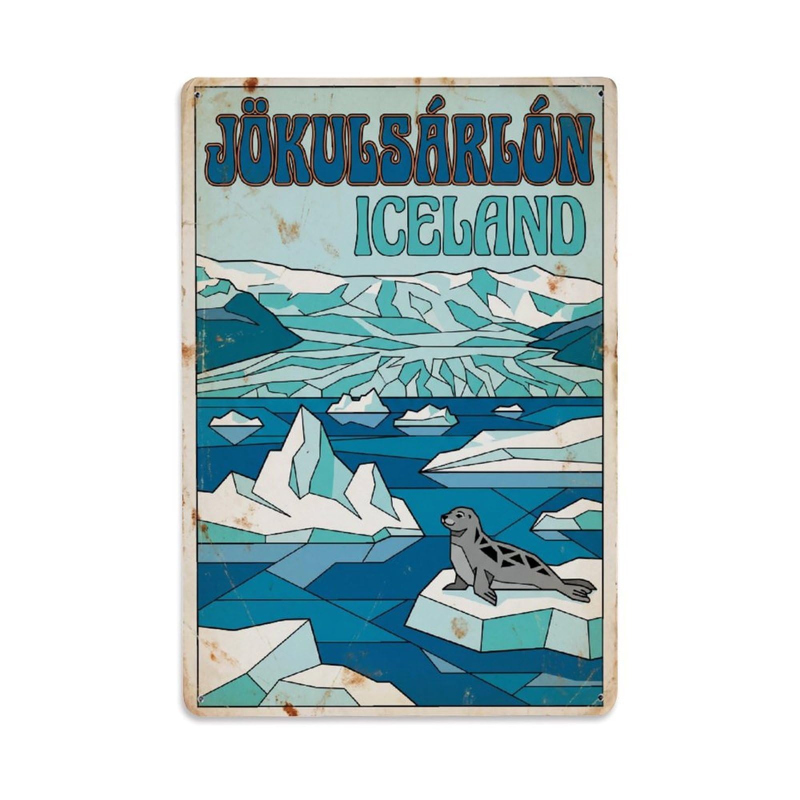 Este 8X12inch Style Vintage Travel Jokulsarlon Iceland Lagoon Metal Tin Sign