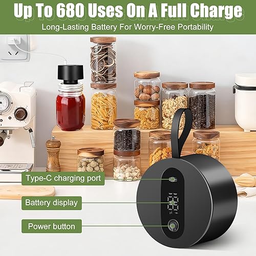 Miniatura 3 de Sellador al vacío eléctrico para tarros de masón kit de sellado al vacío portátil 3 en 1 mejorado - para tarros Mason bolsas y contenedores de