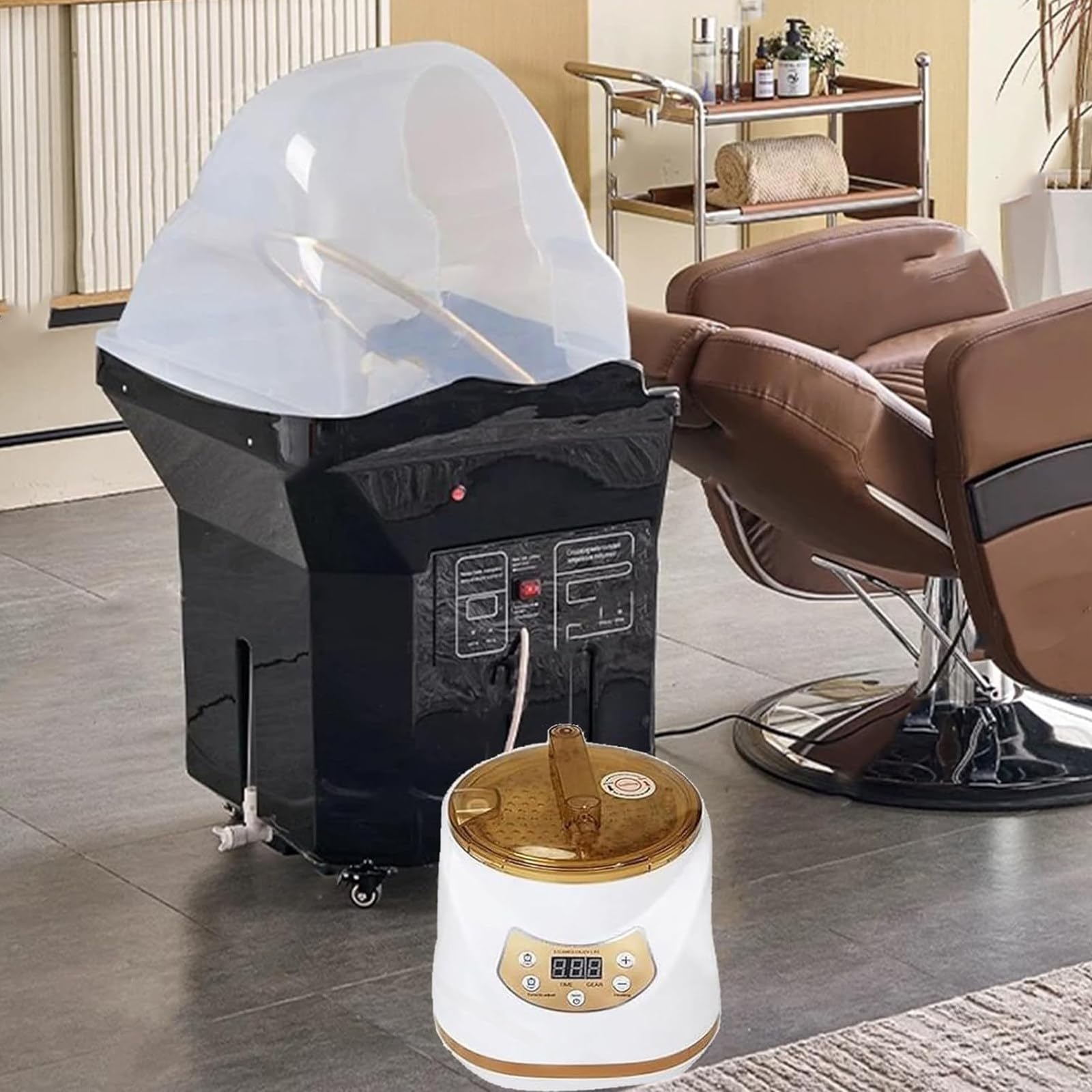 Cabezal De Lavado Extraíble para Salón De Belleza,Lavabo para Champú para Terapia De SPA con Termostato Inteligente Circulación De Agua,Lavabo Champú Circulación Agua con Tanque Agua 60 L