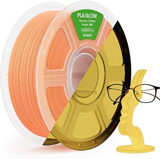 ELEGOO PLA Glow 蓄光 フィラメント 1.75mm ±0.02mm 1KG 高精度 低反り 低絡み グローオレンジ | 蓄光タイプ、暗闇で光る、均一に発光、簡単プリント、生分解性があり、環境に優しい；250mm/s印刷速度対応、190-230°Cノズル温度、35-65°Cベッド温度