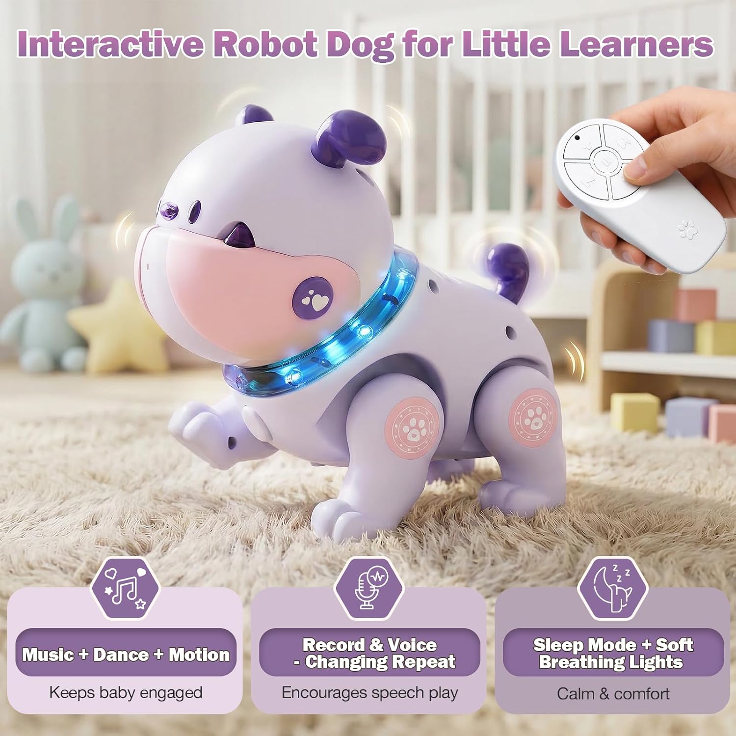 Baby Toys for 6-12 Months: Musical Crawling Dog Toy with Dancing, Recording & Lights, First Birthday Gift for Boys & Girls, Tummy Time Sensory Toy for Toddlers 1-3