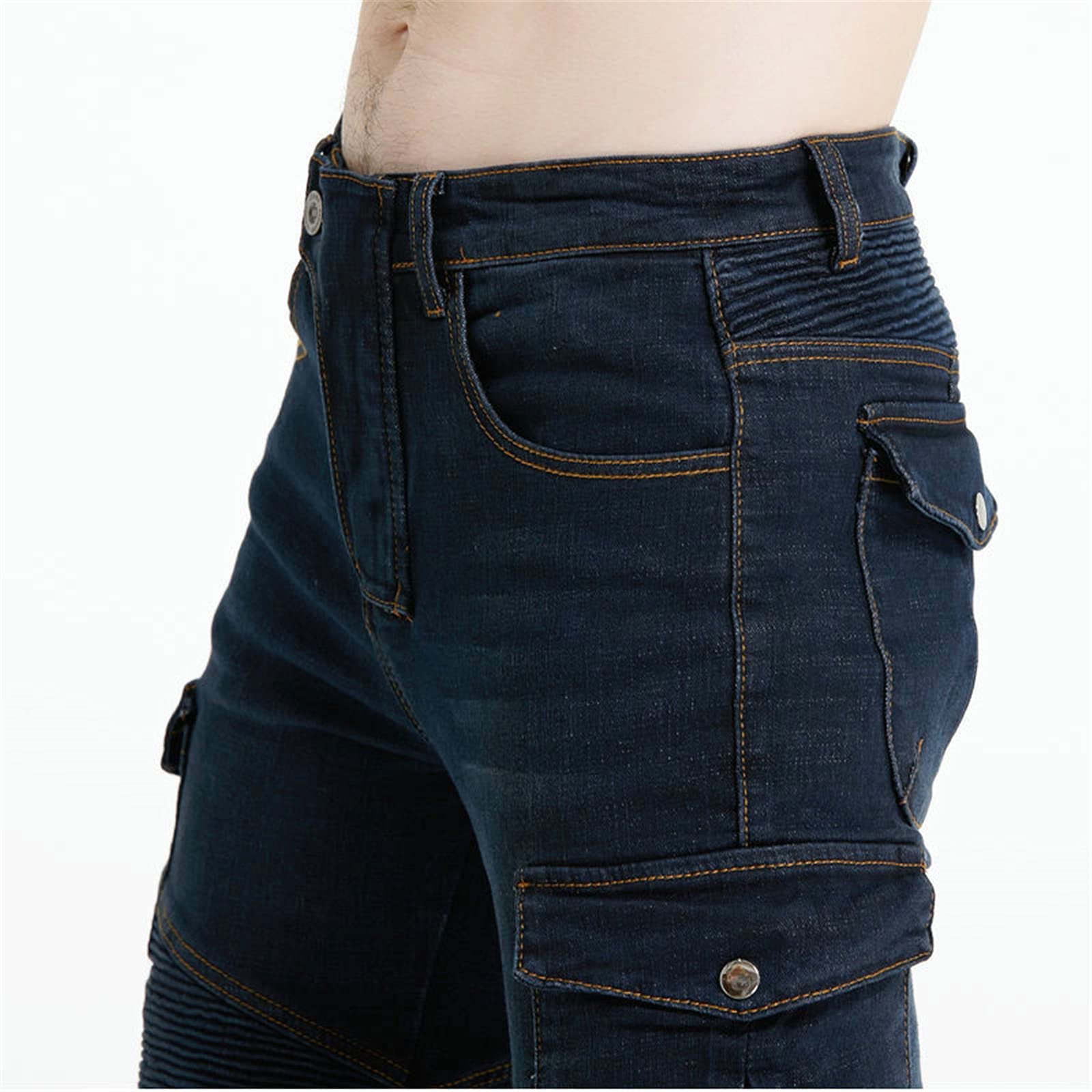 Pantaloni da Moto da Uomo,Moto Biker Jeans Pantaloni Protezione Armature Motorcycle Pants da Ciclismo,Impermeabili Cargo Pantaloni da Corsa (Blu,XS)