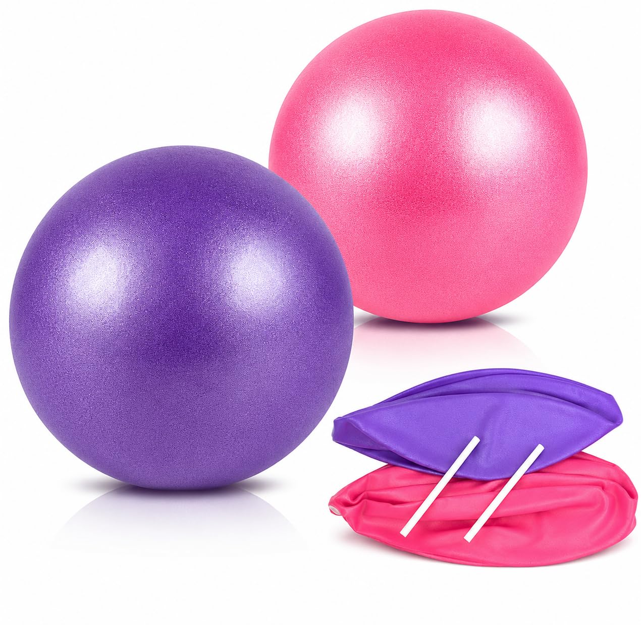 25 cm/9.8 inch Sports Yoga Ball, 2 Pcs Pilates Small Exercise Stability Ball for Yoga Barre Core Training and Physical Therapy- Comes with Inflatable Straw, Purple & Pink Color-image-11