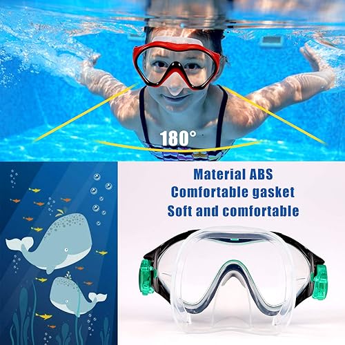 Miniatura 3 de Máscara de natación para niños, gafas de natación con cubierta para la nariz, máscara de buceo para buceo, lente antivaho impermeable, enchufe de