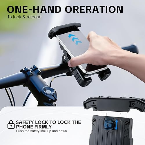 Miniatura 3 de GaRhomxy Soporte de teléfono para bicicleta, soporte de teléfono de motocicleta de liberación rápida para manubrio, compatible con iPhone 16-13 Pro