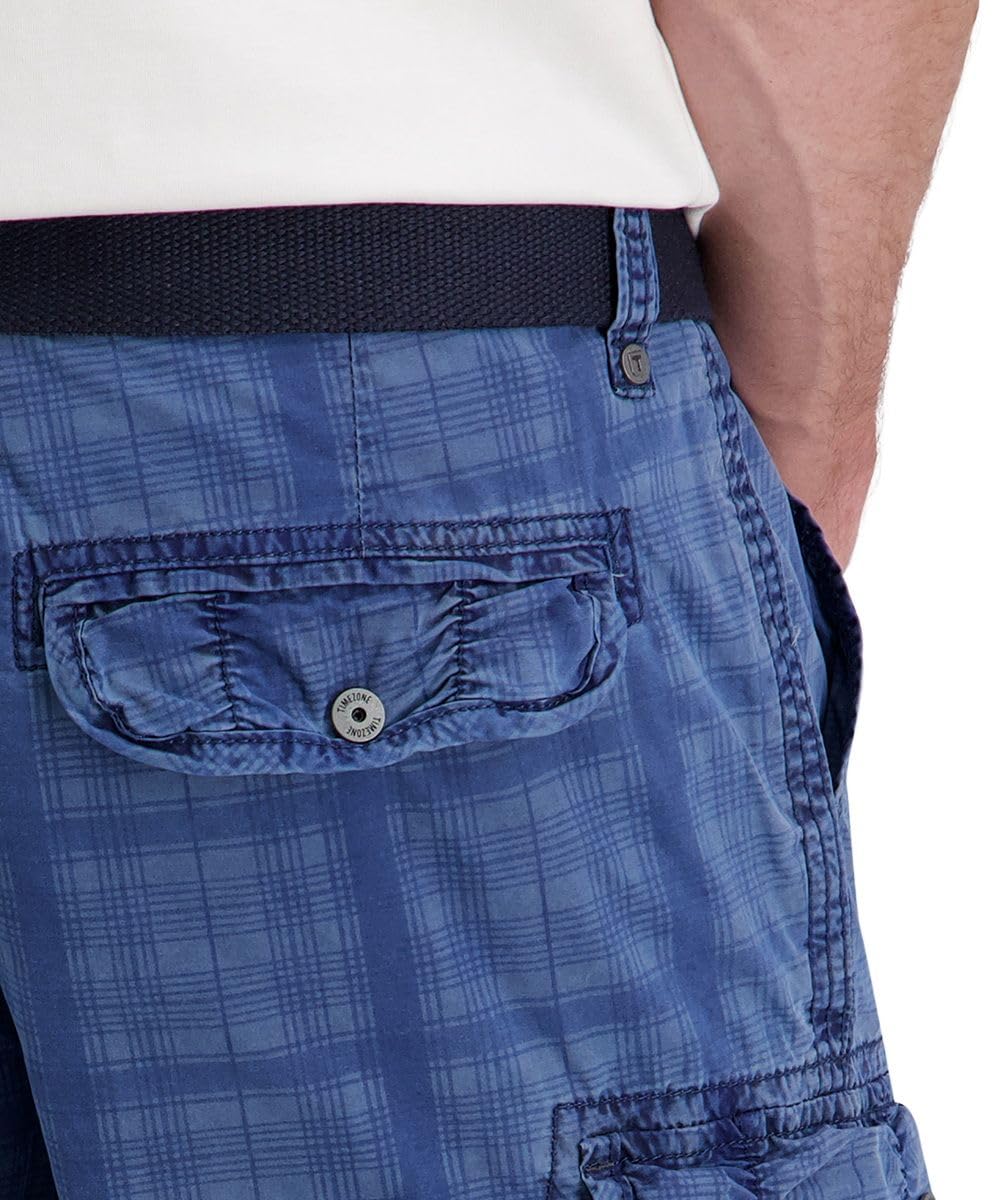 Timezone Herren Cargo Shorts Regular MAGUIRETZ Short Mid Waist Regular Fit | Baumwolle | Modernes Muster für einen ansprechenden Look | Praktische Reißverschlusstaschen für sicheren Stauraum | Kariert