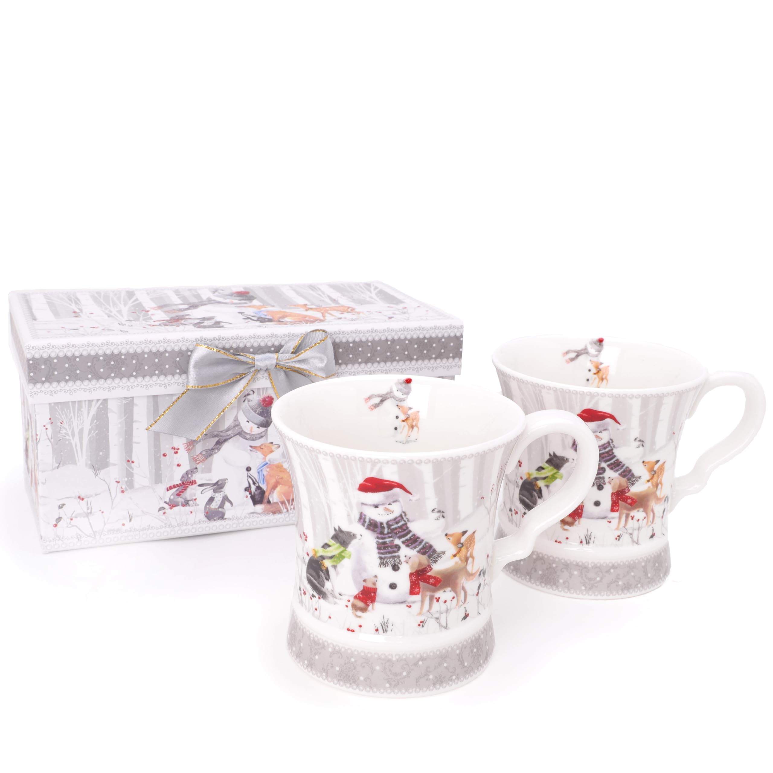 Vaisselle en céramique de luxe Snowman & Friends avec sucrier et pot à lait aux finitions main