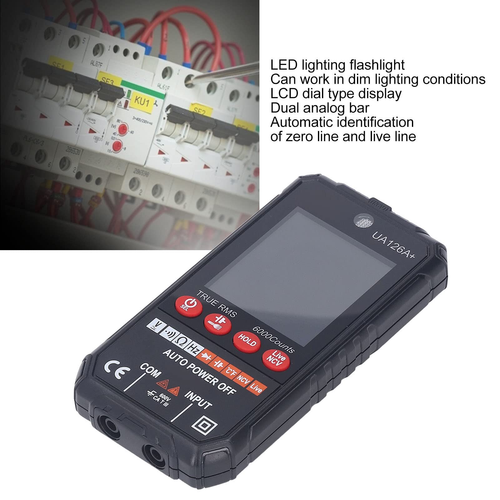Fyearfly Smart Digital Multimeter, UA126a Bildschirm Smart Multimeter Vollautomatisches Digitalanzeige-Voltamperemeter für Heim-/Industrie-AC/DC-Stromkreise