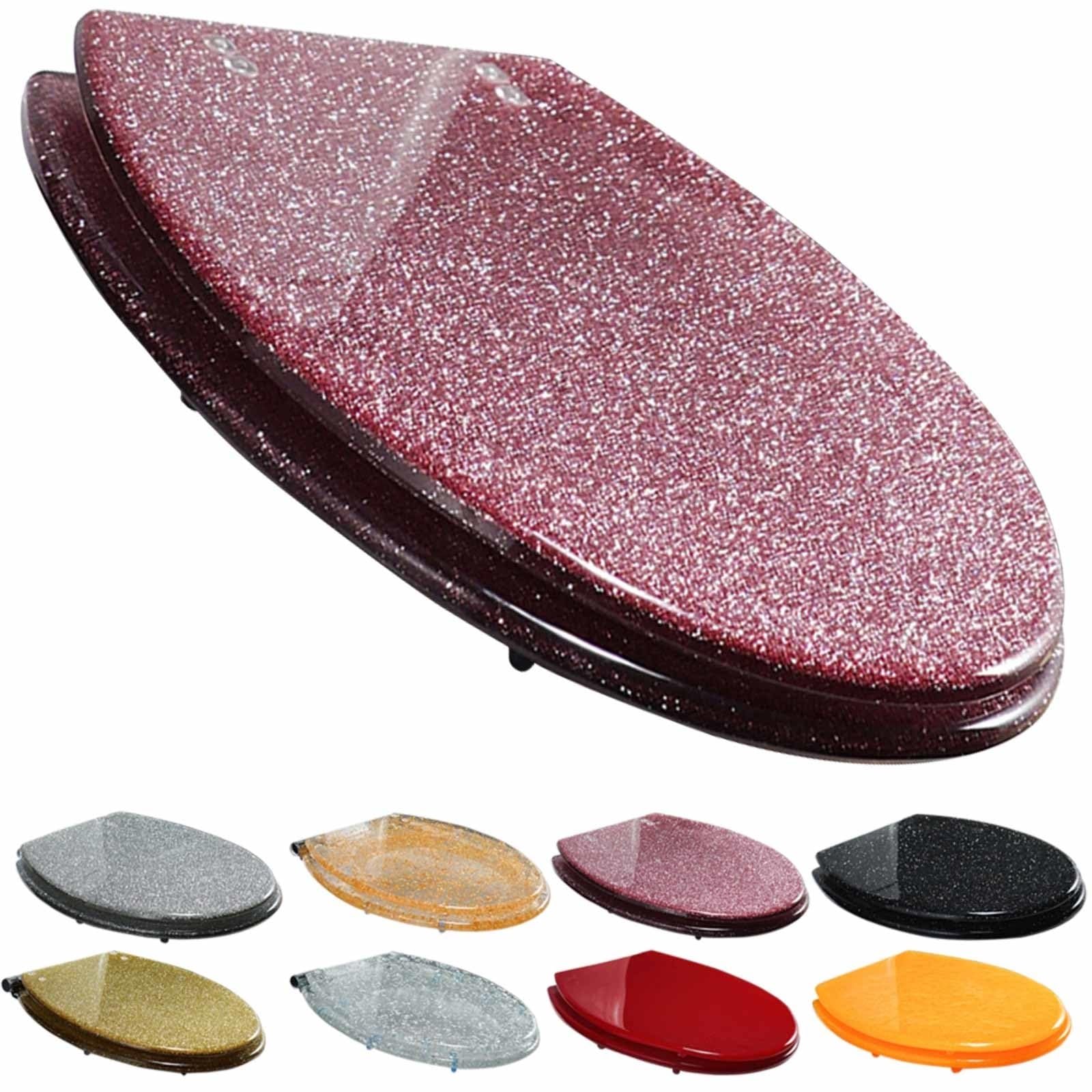 Soft Close Toilet seat, Durable Glitter Release topbottom Fixing Easy Installation Most Toilets, Adjustable, Lightweight, Portable, User-Friendly, Compact, Heavy, Duty, Quick