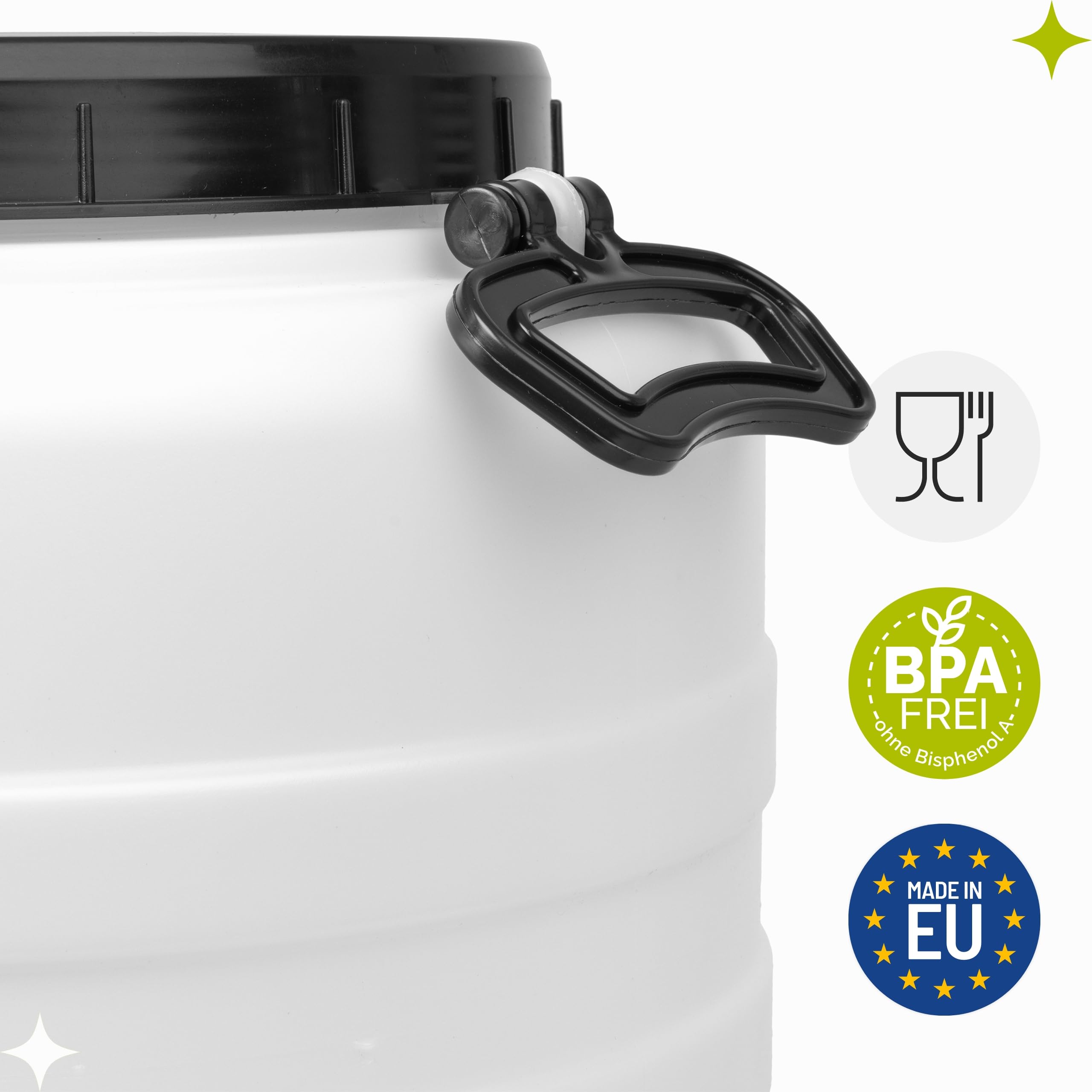 Garronda 60 L Weithalsfass Futtertonne aus HDPE als Kunststofffass und Wasserbehälter für Wasser Regenfass Lebensmittel zur Lagerung und Fermentierung GD-0187 Weiß