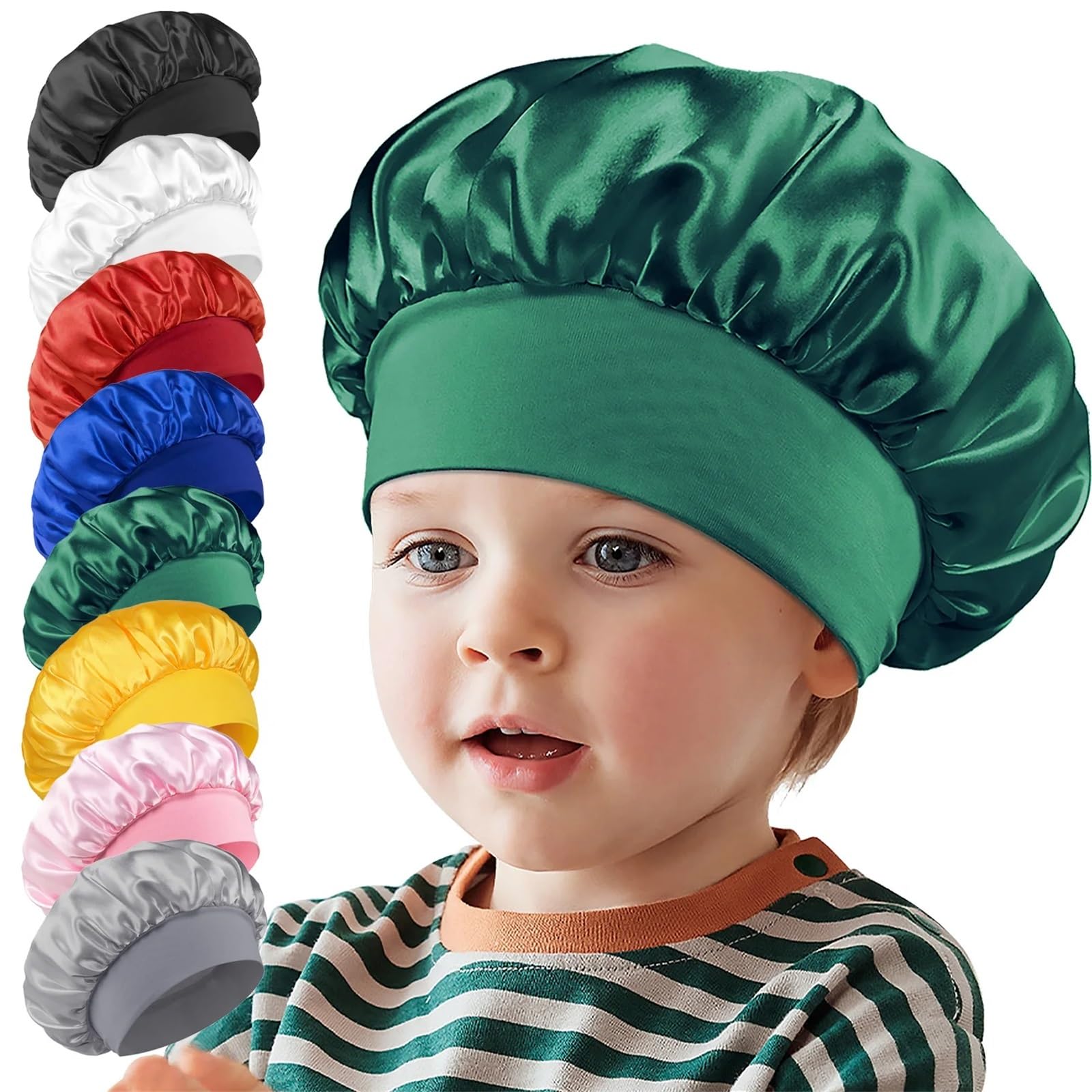 Gorro de noche satén for dormir, gorro turbante elástico banda ancha, for el cuidado del cabello, bufanda, pañuelo for la cabeza Para Inicio(Pink)