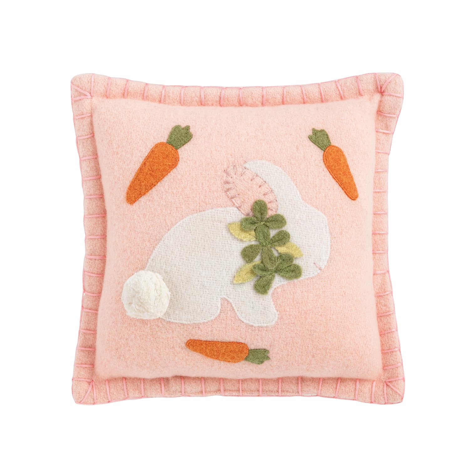 Mud Pie Easter Bunny and Carrots Felted Mini Pillow-image-2