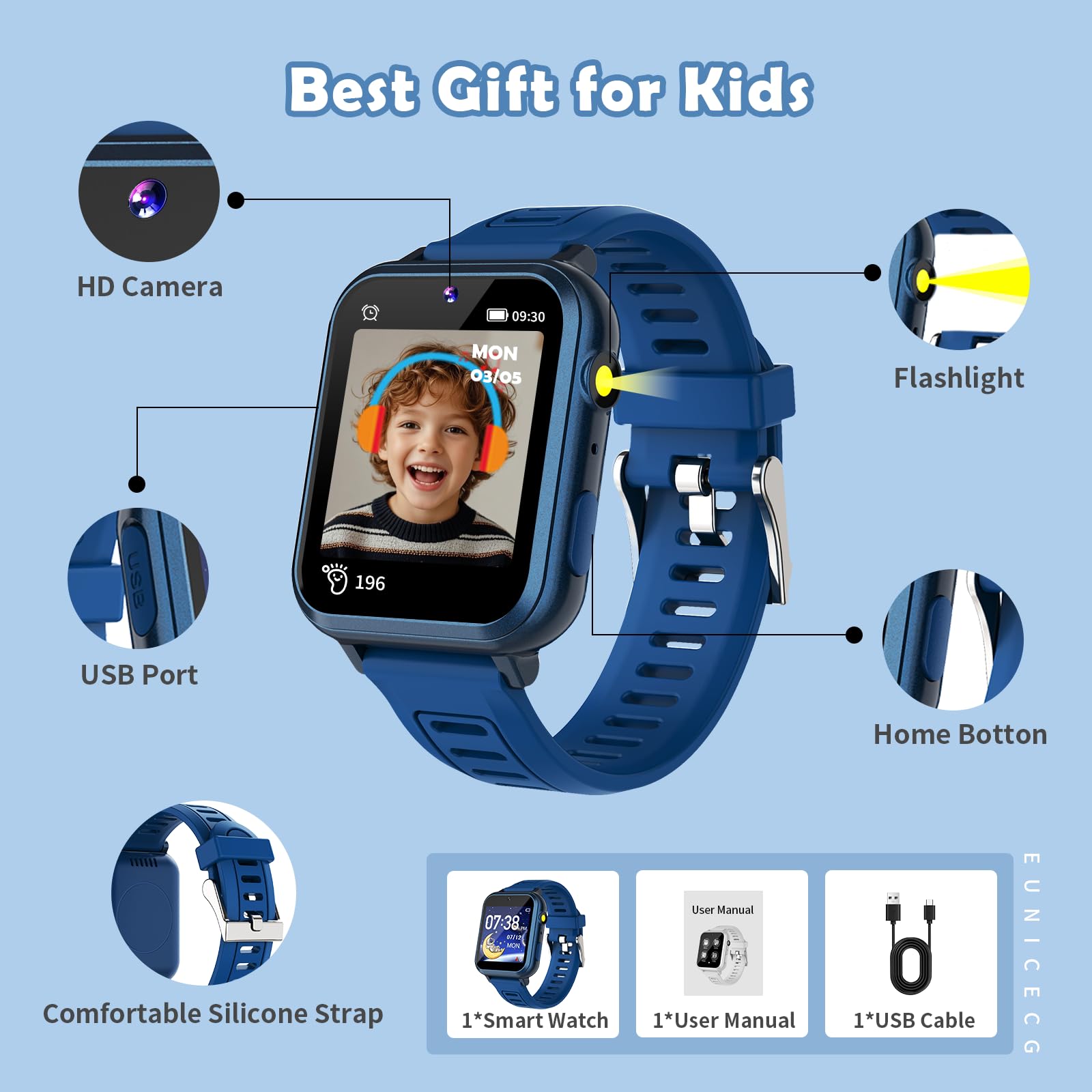 Smartwatch Dla Dzieci Chłopcy Dziewczynki 24 Gry MP3 Muzyka