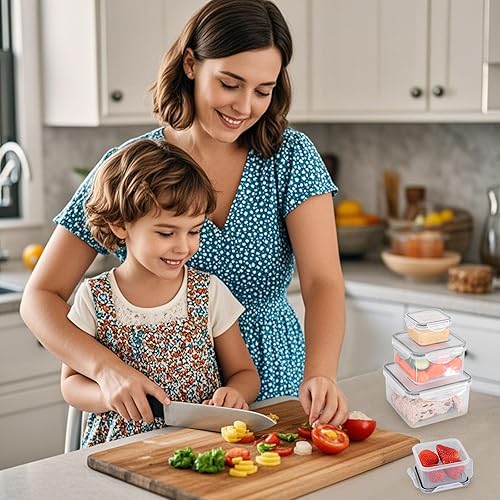 Miniatura 6 de 4 piezas Contenedores de almacenamiento de alimentos con tapas herméticas, sin BPA, 100% a prueba de fugas, recipientes para preparación de comidas