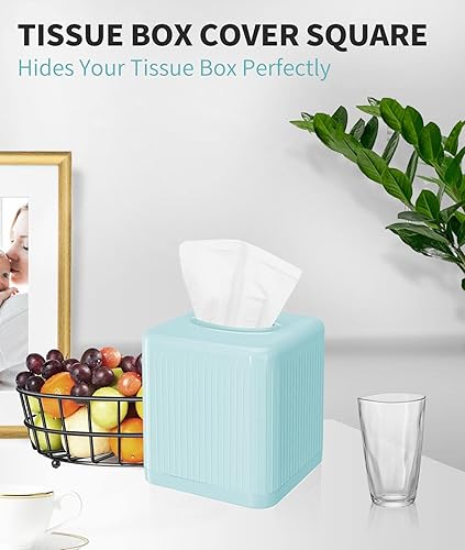 Miniatura 3 de Livelab Cubierta y soporte para caja de pañuelos, dispensador de pañuelos decorativo cuadrado de plástico, estilo cubo moderno, para baño, sala de
