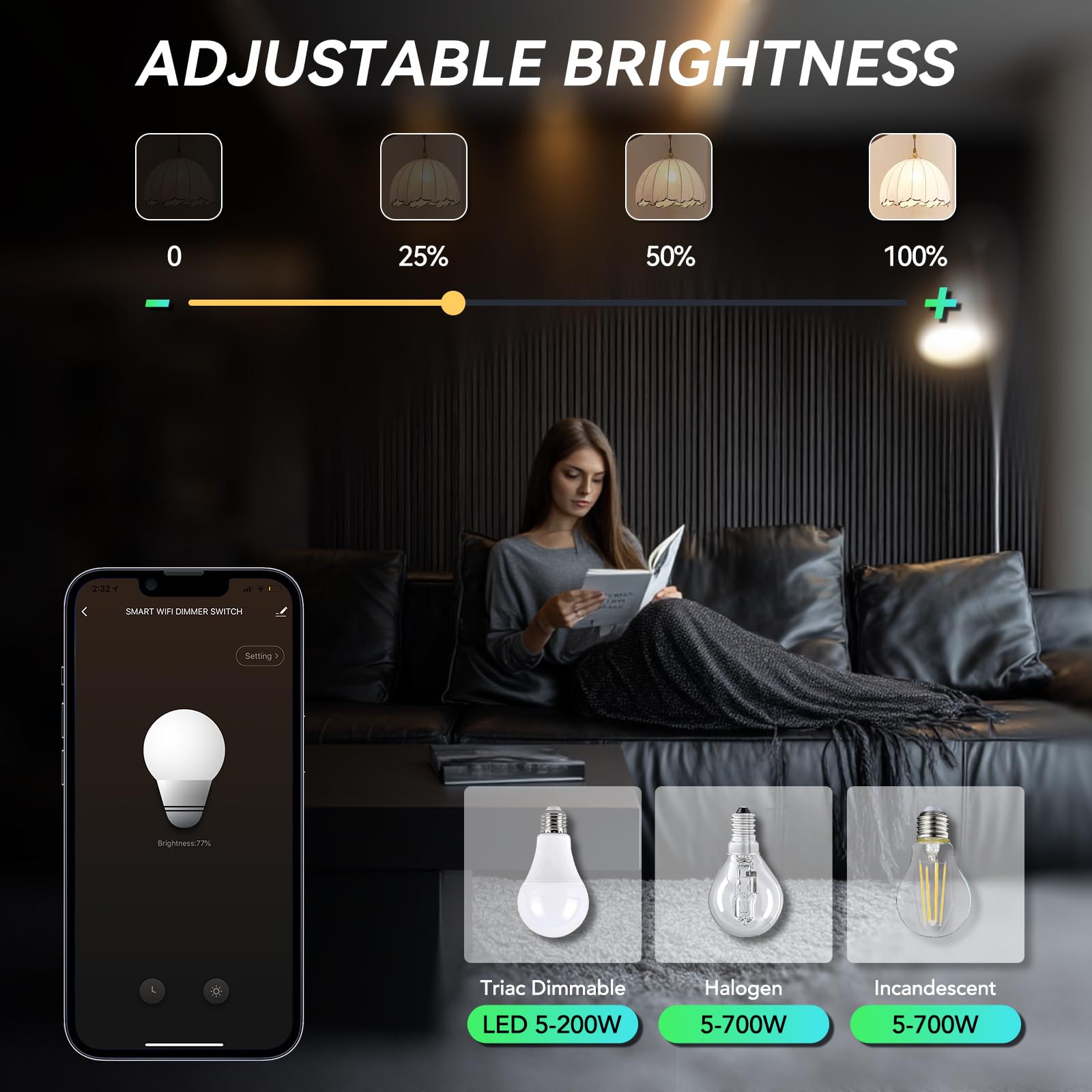 BSEED Interruttore WIFI Tattile e Interruttore Dimmer WIFI Alexa 1 Gang 1 Via, Interruttore Smart Compatibile con Google Home, Interruttore a Parete Nero(Richiesto la Linea Neutra)