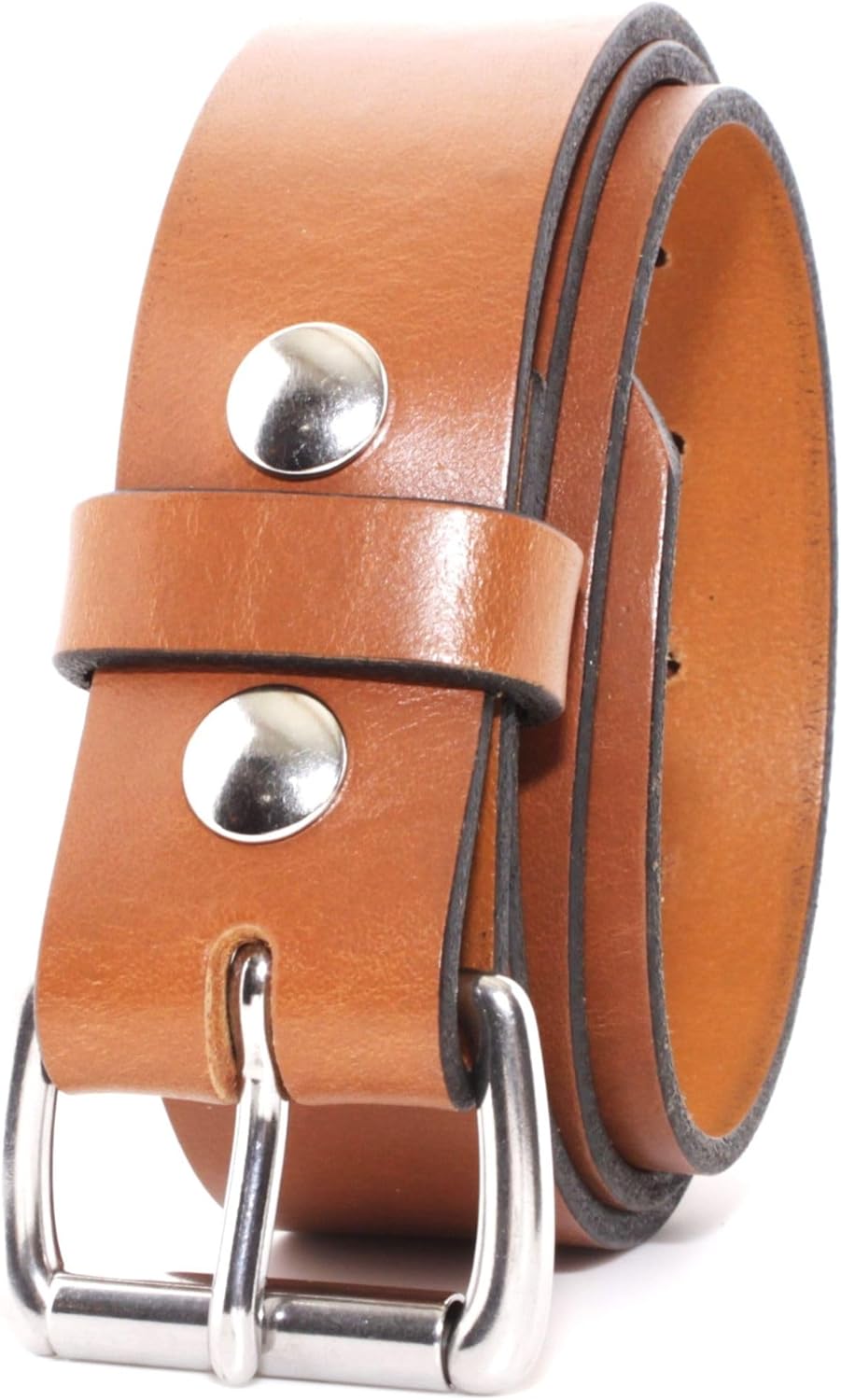 Mens Belts Leather Veg Oil Tan, Genuine Buffalo Leather Handmade By Amish, 1.5 Inch Wide & 3.6mm Thickness
