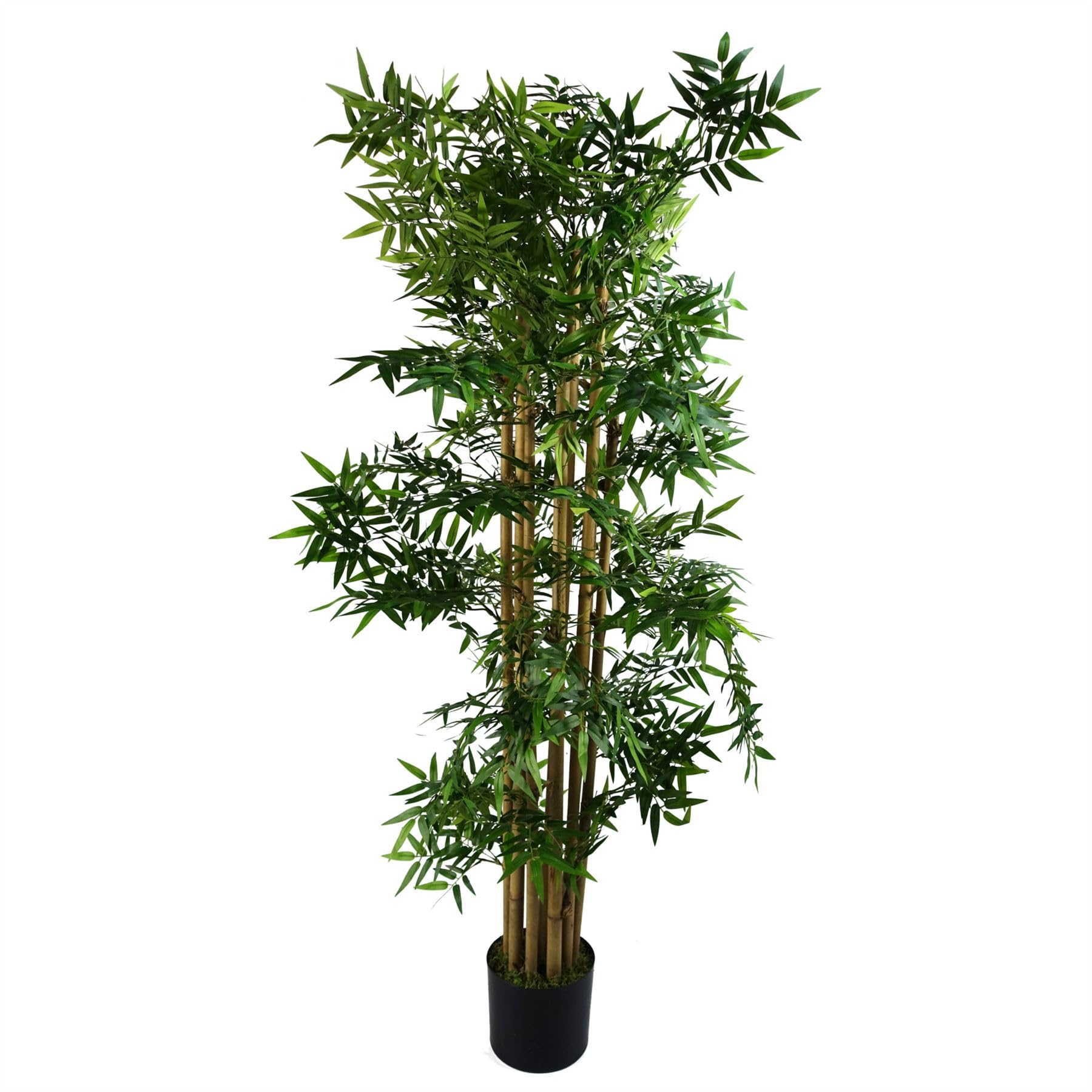 Leaf 150cm Artificial Oriental Bamboo Plant - Green - Realistic Silk Leaves & Natural Canes