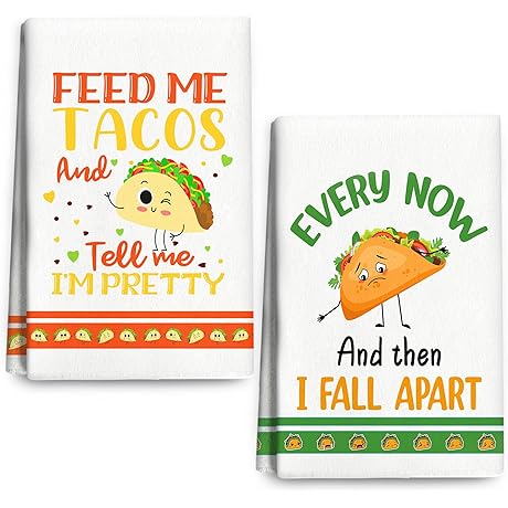Funny Taco Kitchen Towels Decorative Set, Taco Lover Gifts