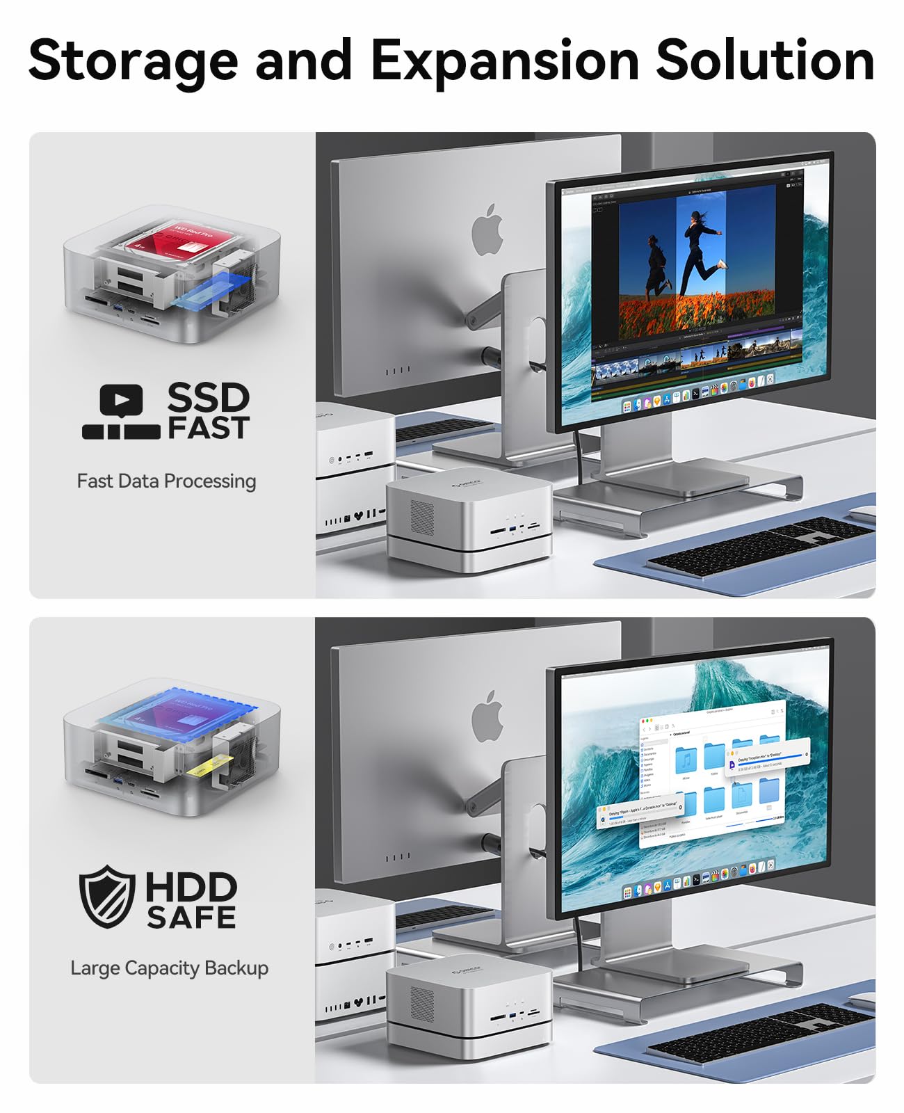 ORICO Data Matrix Mini 6TB Disco Duro Externo SSD 2TB y 4TB HDD,40Gbps USB-C Docking Station con SD/TF,CF-B,USB-C*2,USB-A*2,DP 1.4,Compatible con Mac Mini/Mac Studio (DMM13-6T)