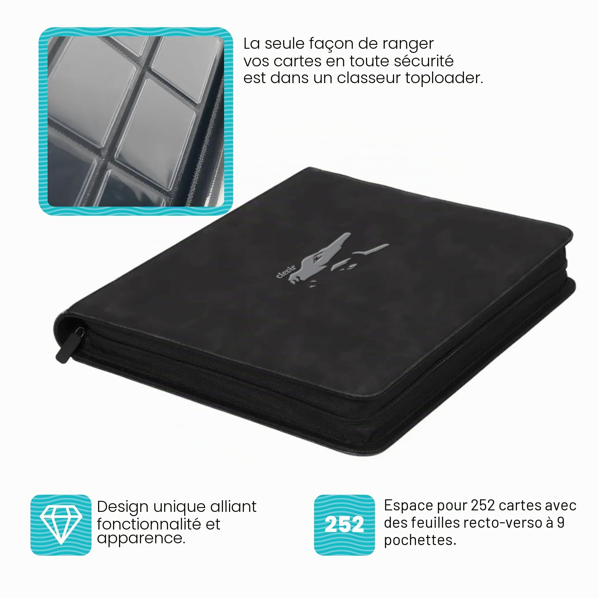 Classeur Premium Toploader Clevir 252 - Convient pour 252 Cartes à Jouer - Classeur de Collection à 9 Poches