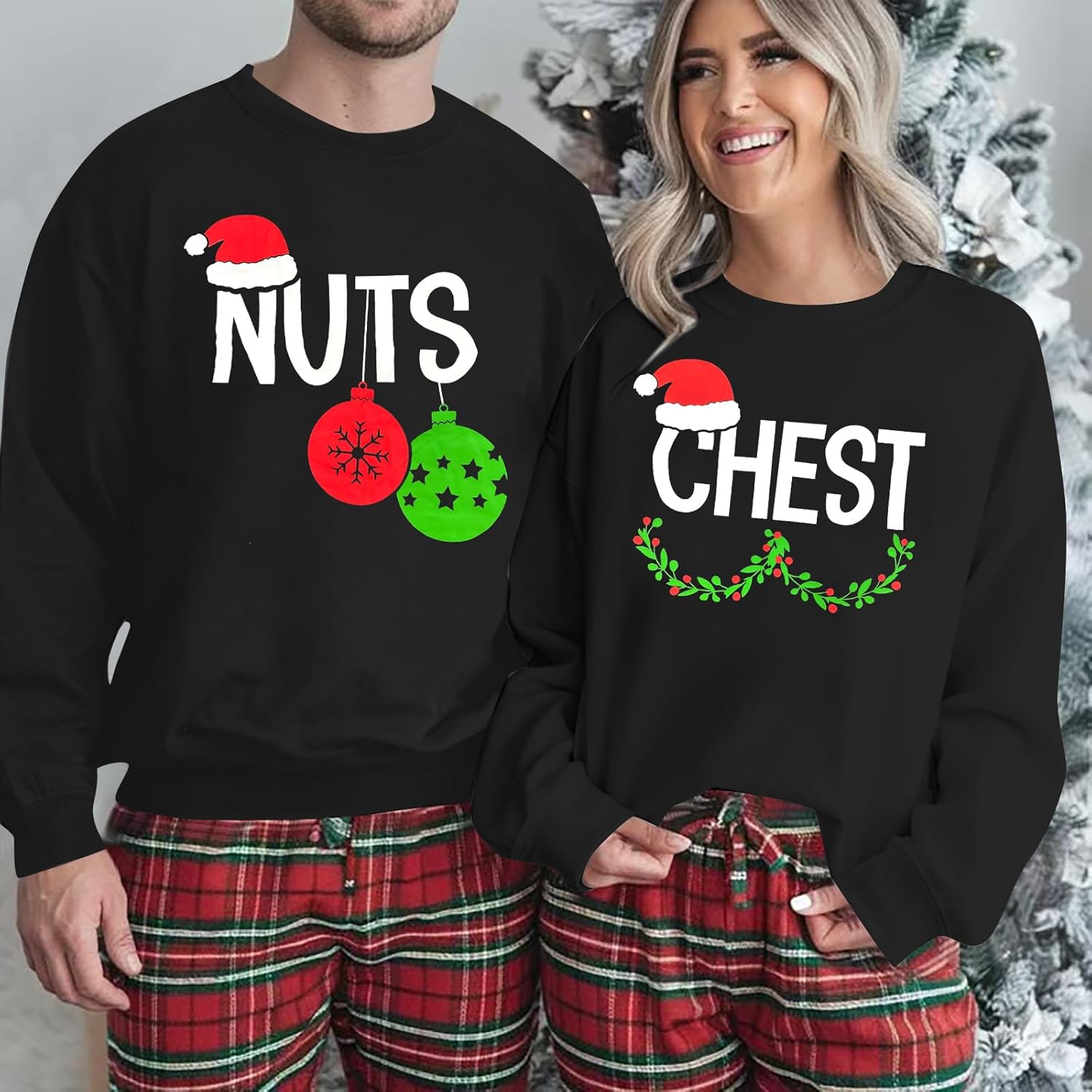 Christmas Sweatshirt Couples Merry Christmas Couples Matching Outfits Xmas Holiday Long Sleeve Top - Image 7