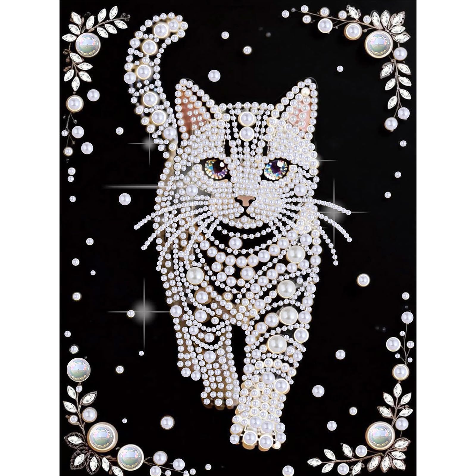 EOBROMD Diamond Art Pearl Painting Kits for Adults, Cat Diamond Painting, Animal 5D Pearl Painting Kits for Adults Beginner, Crystal Art for Home Wall Decoration Gift 12 ร 16 inch โ image 1