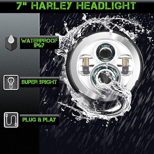 Miniatura 4 de SLK-Customs Faro delantero LED de 7 pulgadas, luces antiniebla, kit de anillo para motocicleta Harley Davidson Touring Road King Ultra Classic