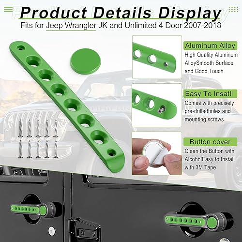 Miniatura 2 de BJSIA 5 piezas de insertos para manija de agarre de puerta lateral y perillas de botón compatibles con Jeep Wrangler JK JKU Sahara Rubicon Unlimited