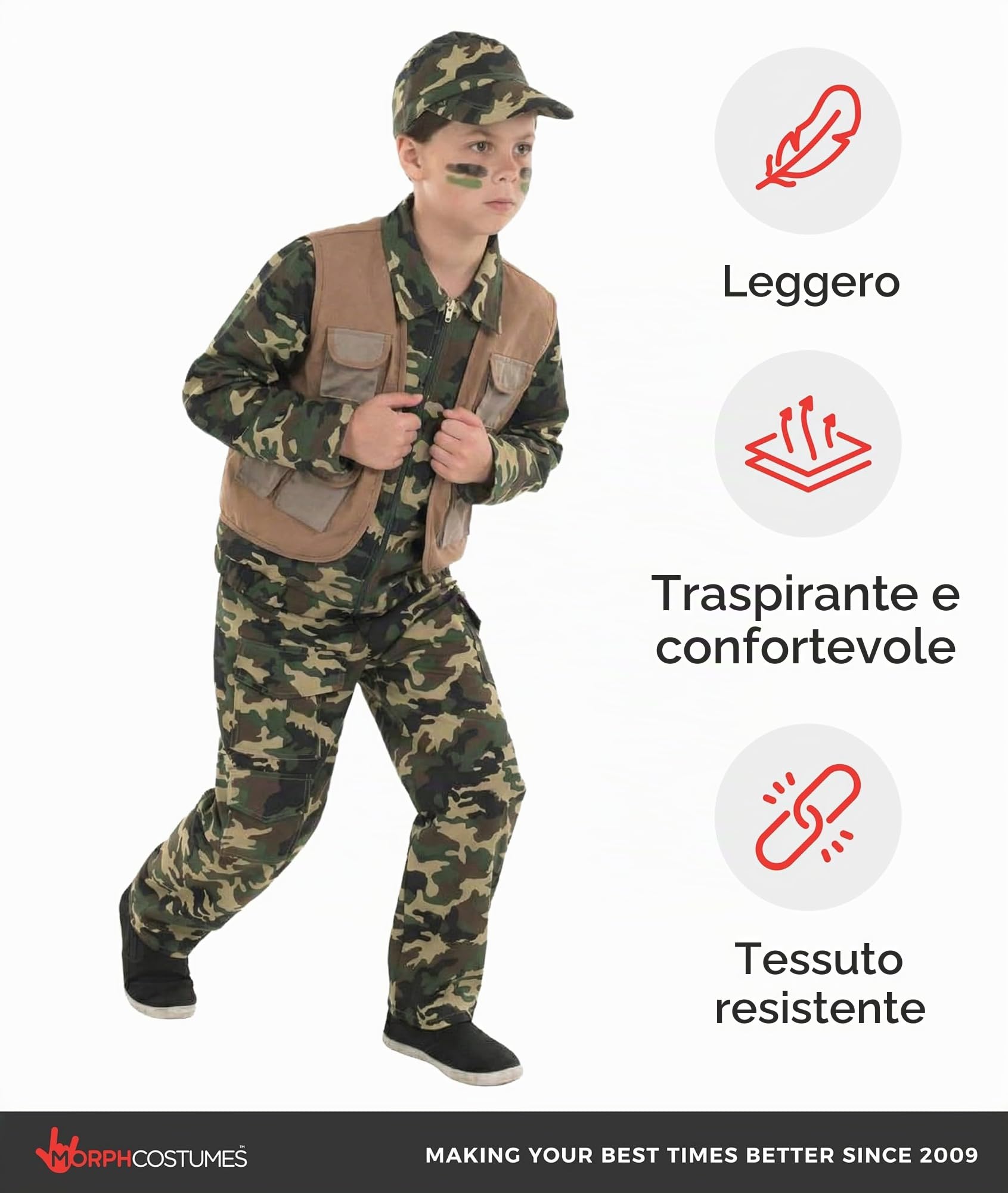Fun Shack Costume Militare Bambino - Vestito Soldato per Carnevale, Halloween, Compleanni e Party. Abito Divertente e Realistico