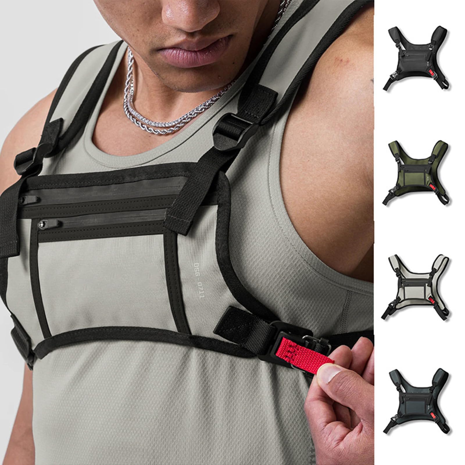 Sport-Brusttasche Für Herren – Aus 600D Nylon, Wasserabweisend, Mit Pistolenhalterung – Für Laufen, Wandern, Training