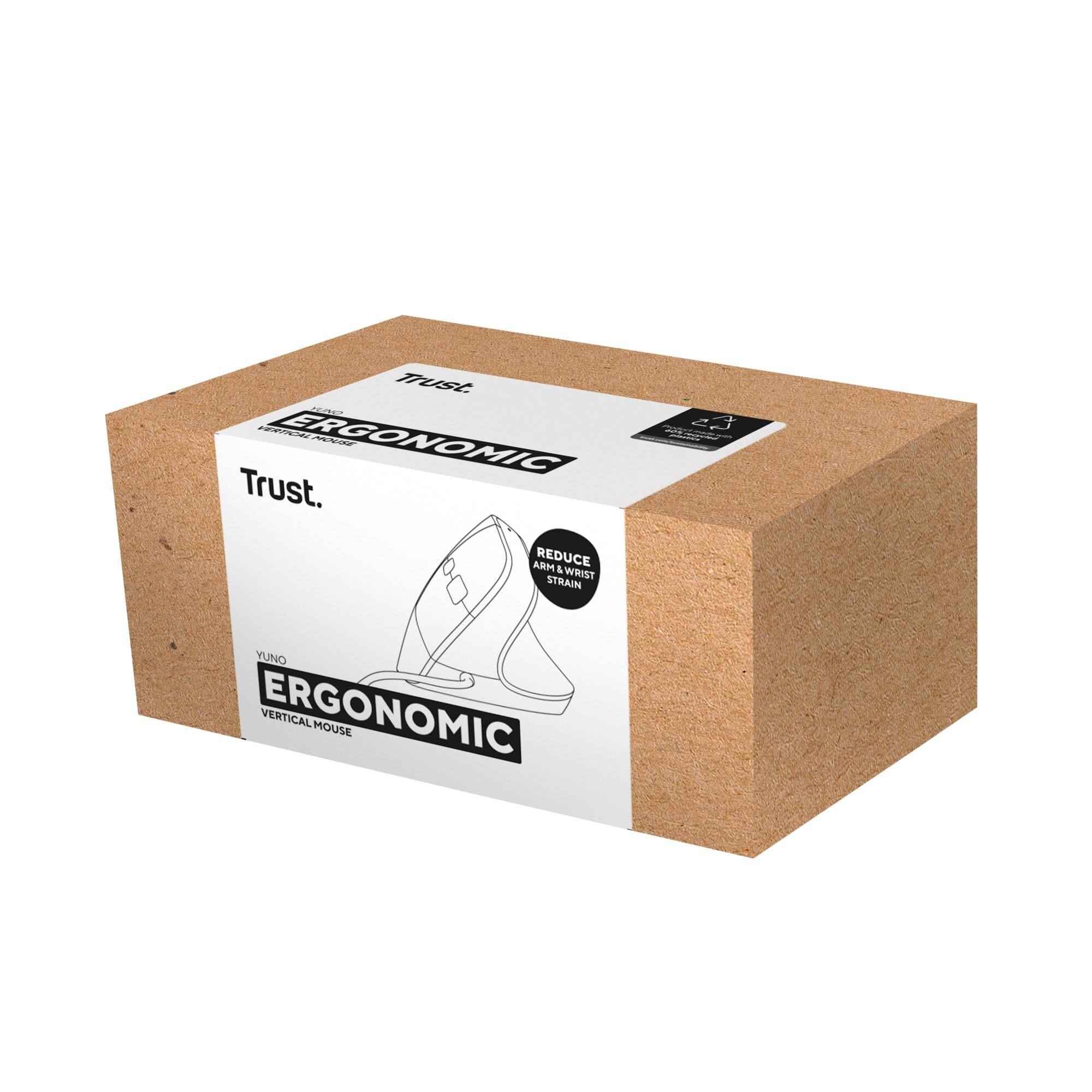 Trust Yuno ergonomiczna mysz przewodowa USB, myszka pionowa, czarna | dla osób praworęcznych, 800-2400 DPI, kabel 150 cm, sensor optyczny, 6 przycisków, 60% plastiku z recyklingu