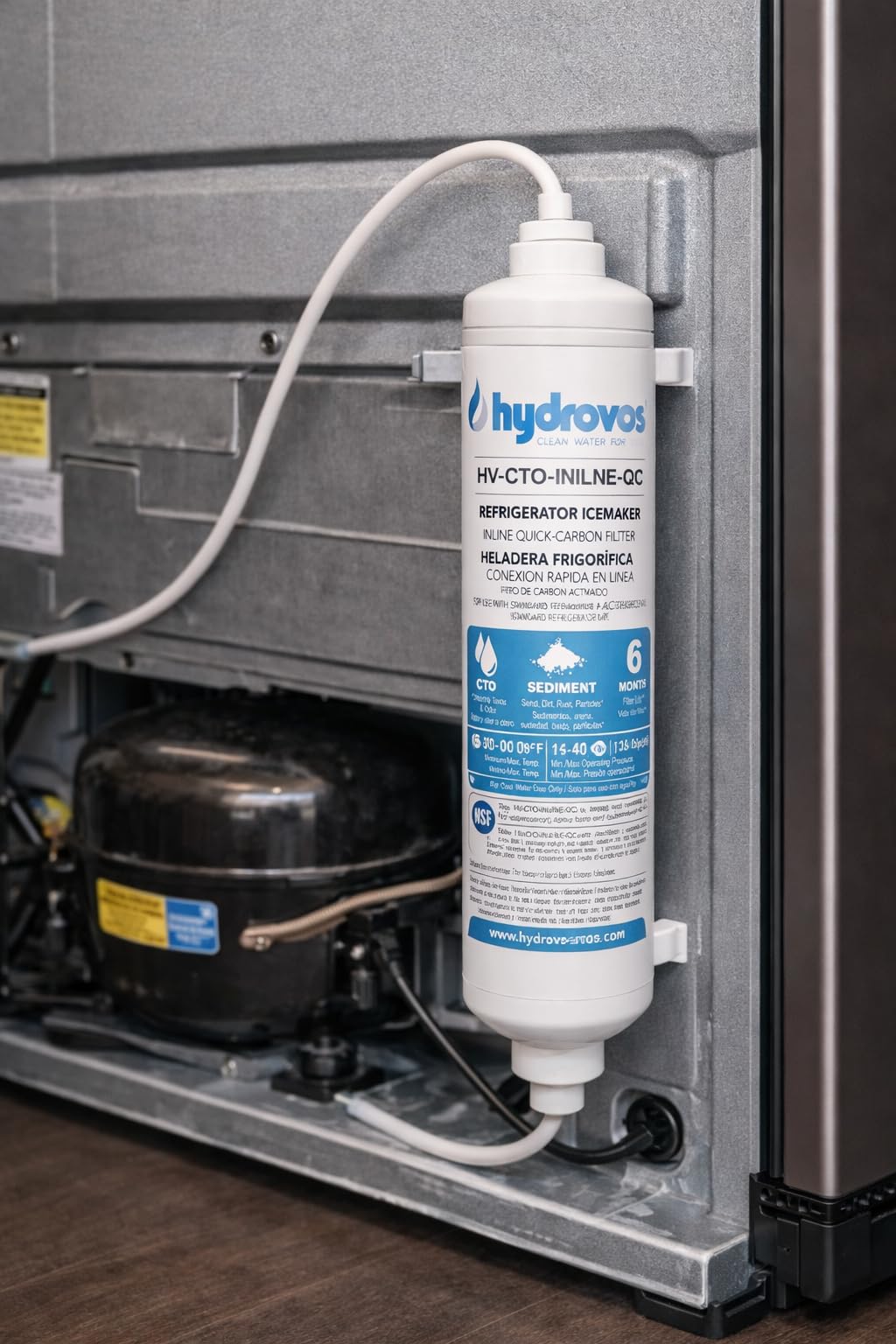 Filtro de agua en línea de 10 pulgadas, conexión rápida de 1/4 pulgadas para refrigerador, máquina de hielo, sistema de ósmosis inversa, filtro de agua de carbono que reduce el sabor al cloro y el